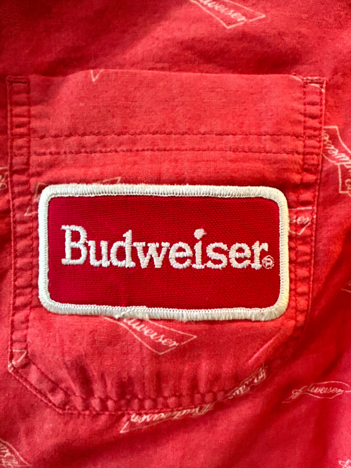 Vintage Patch Budweiser Shirt- Button Up L