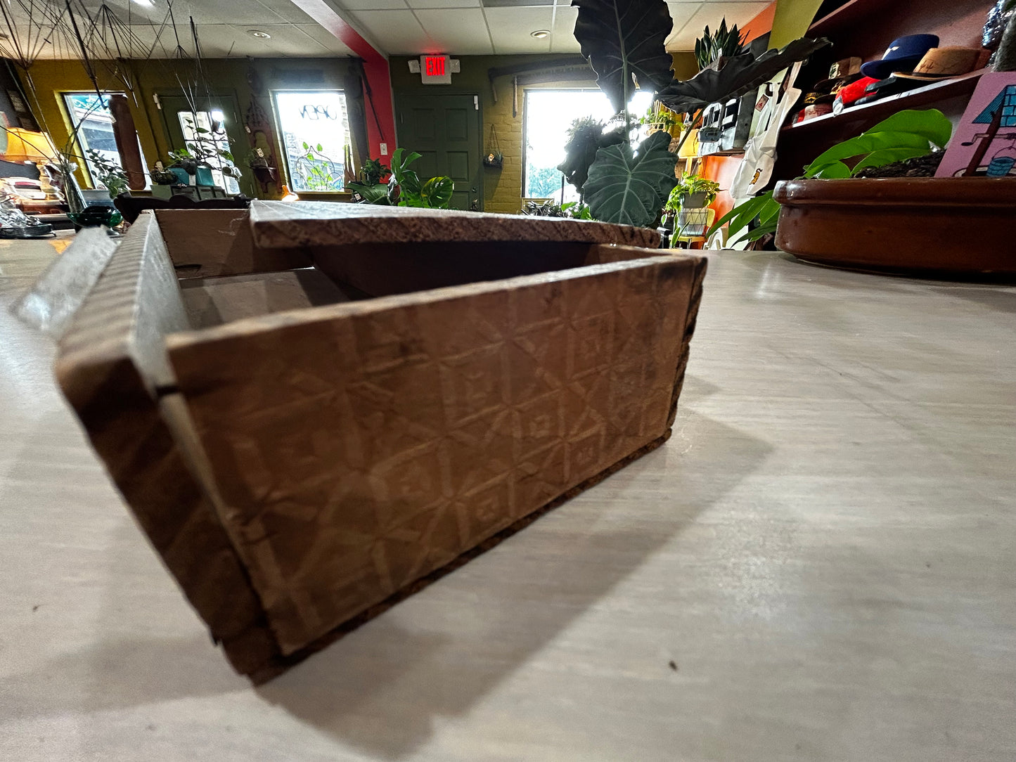 Antique Hand Carved Wooden Vanity Tie Box