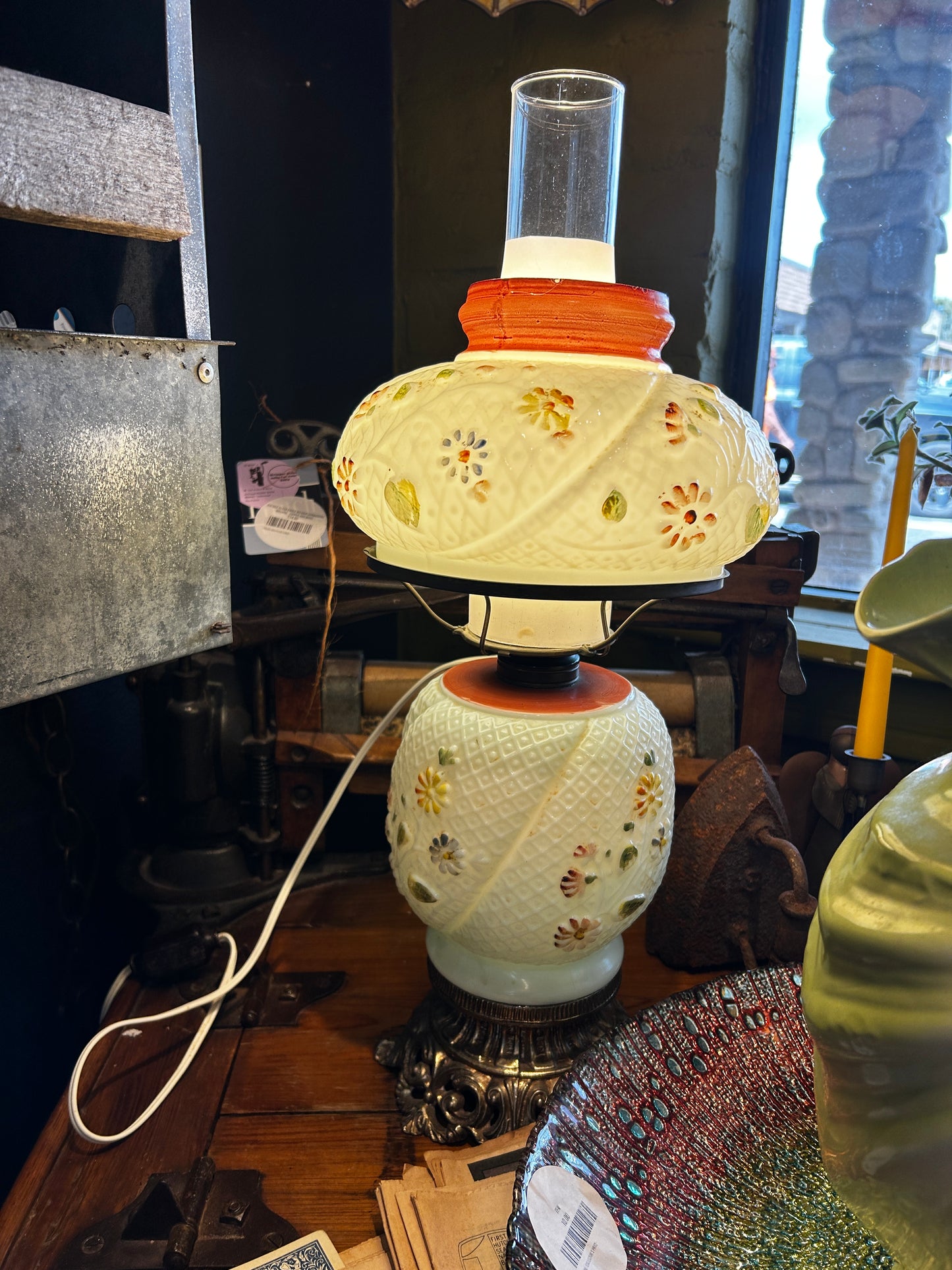 Fostoria Glass Co. Converted Oil Lamp