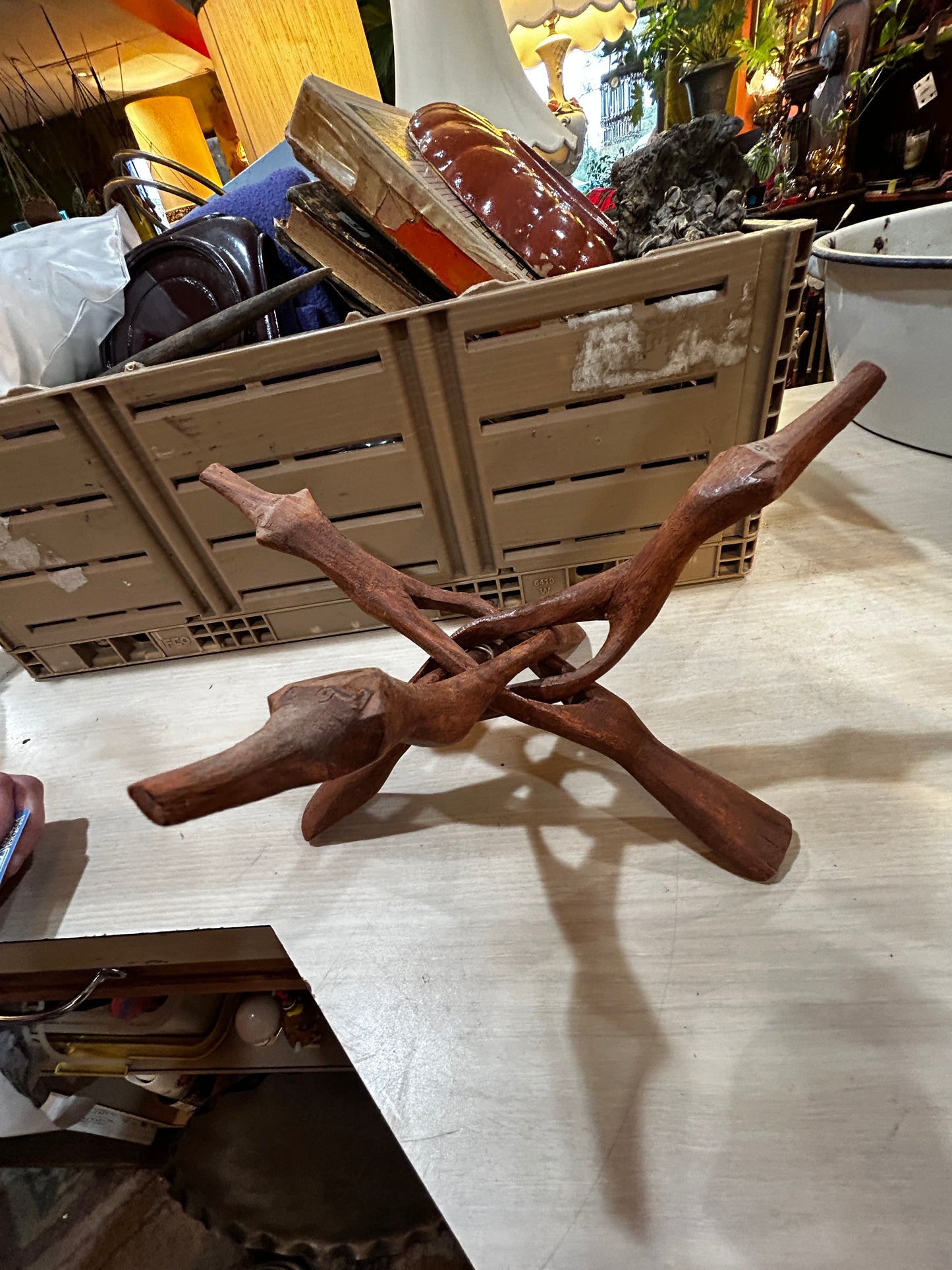 Wooden Cobra Tripod Art