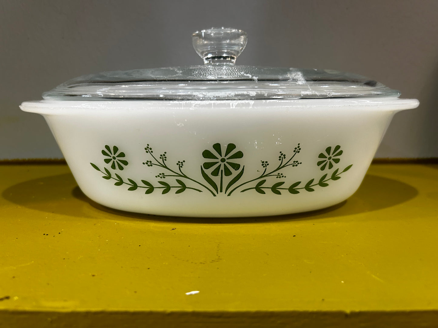 Glasbake Casserole Dish with Lid- One Quart Pattern J235