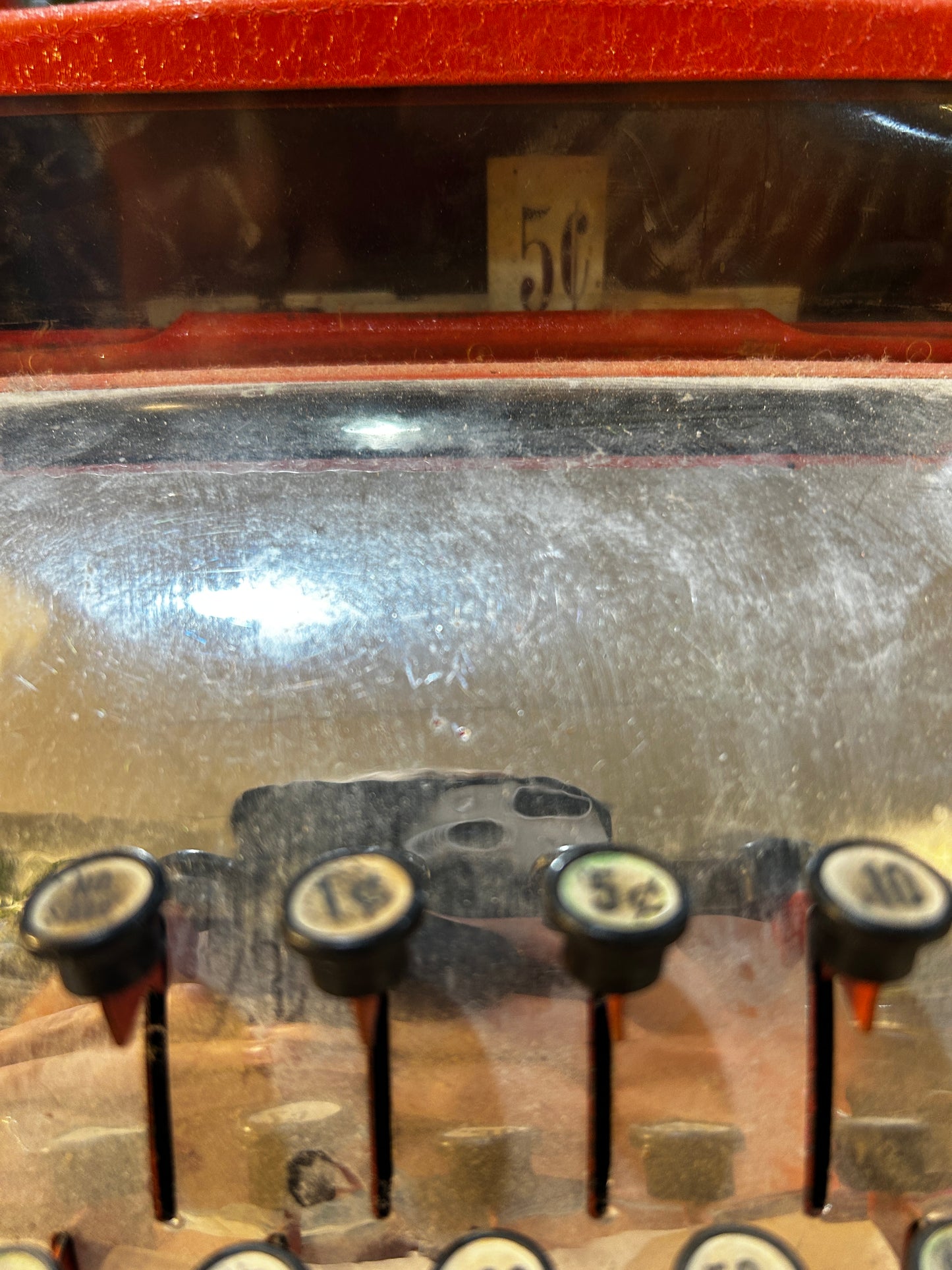 Vintage Toy Cash Register- Red Metal