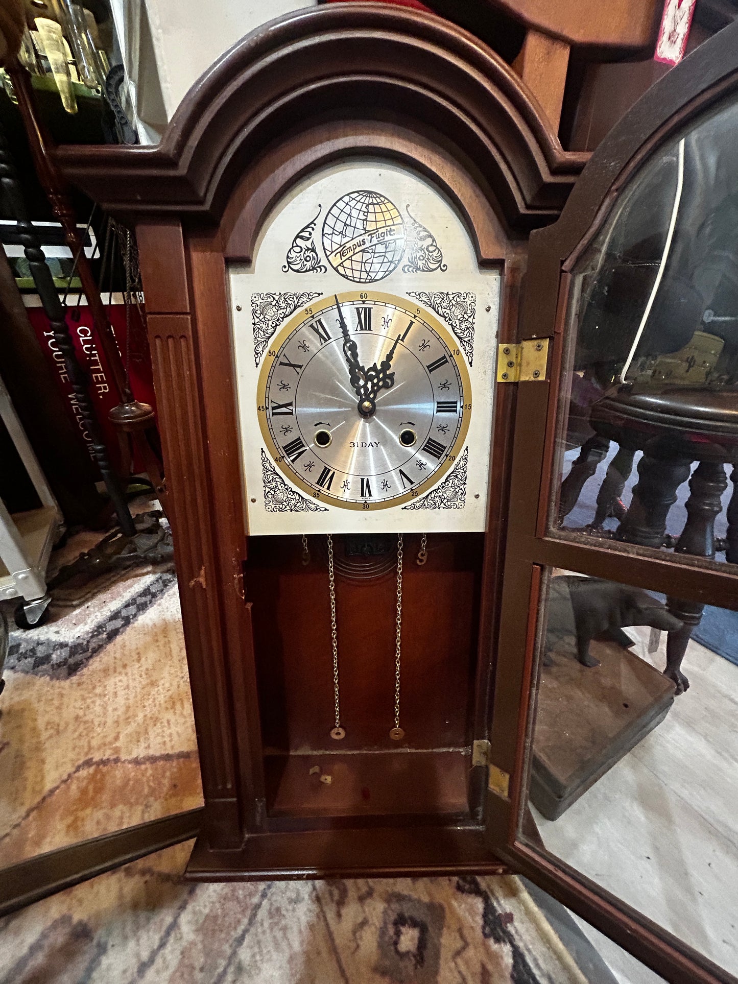 Waltham 31 Day Chime 26” Wall Clock Tempus Fugit- Decorative Only