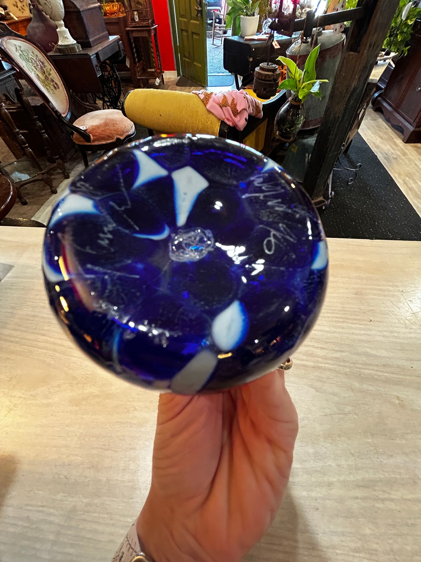 Signed Hand Blown Vintage Glass Vase