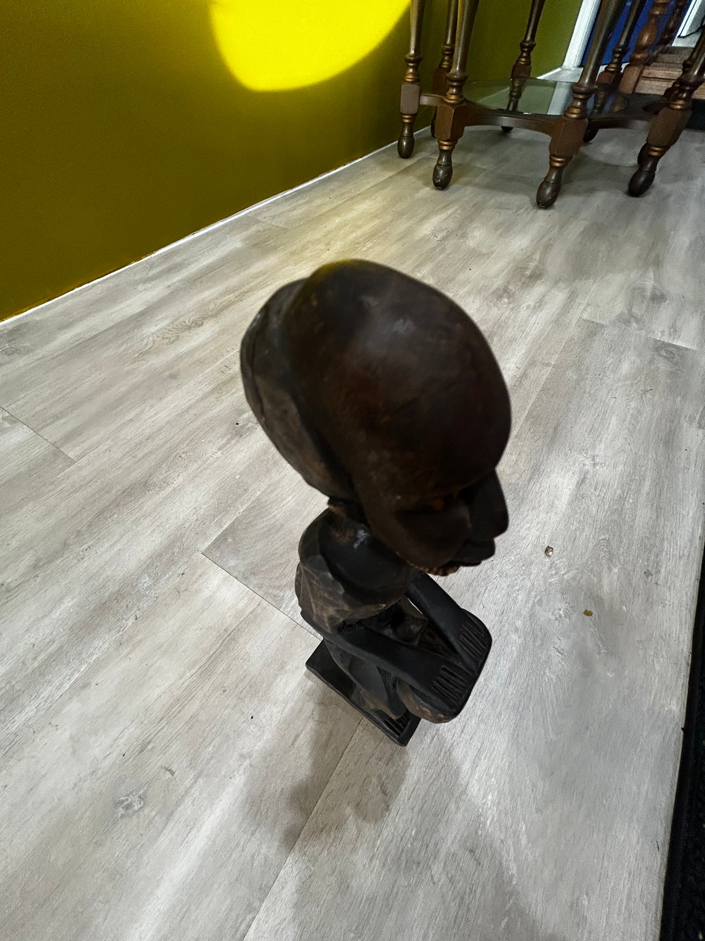 Hand Carved Jamaican Balding Bongo Man - Wooden