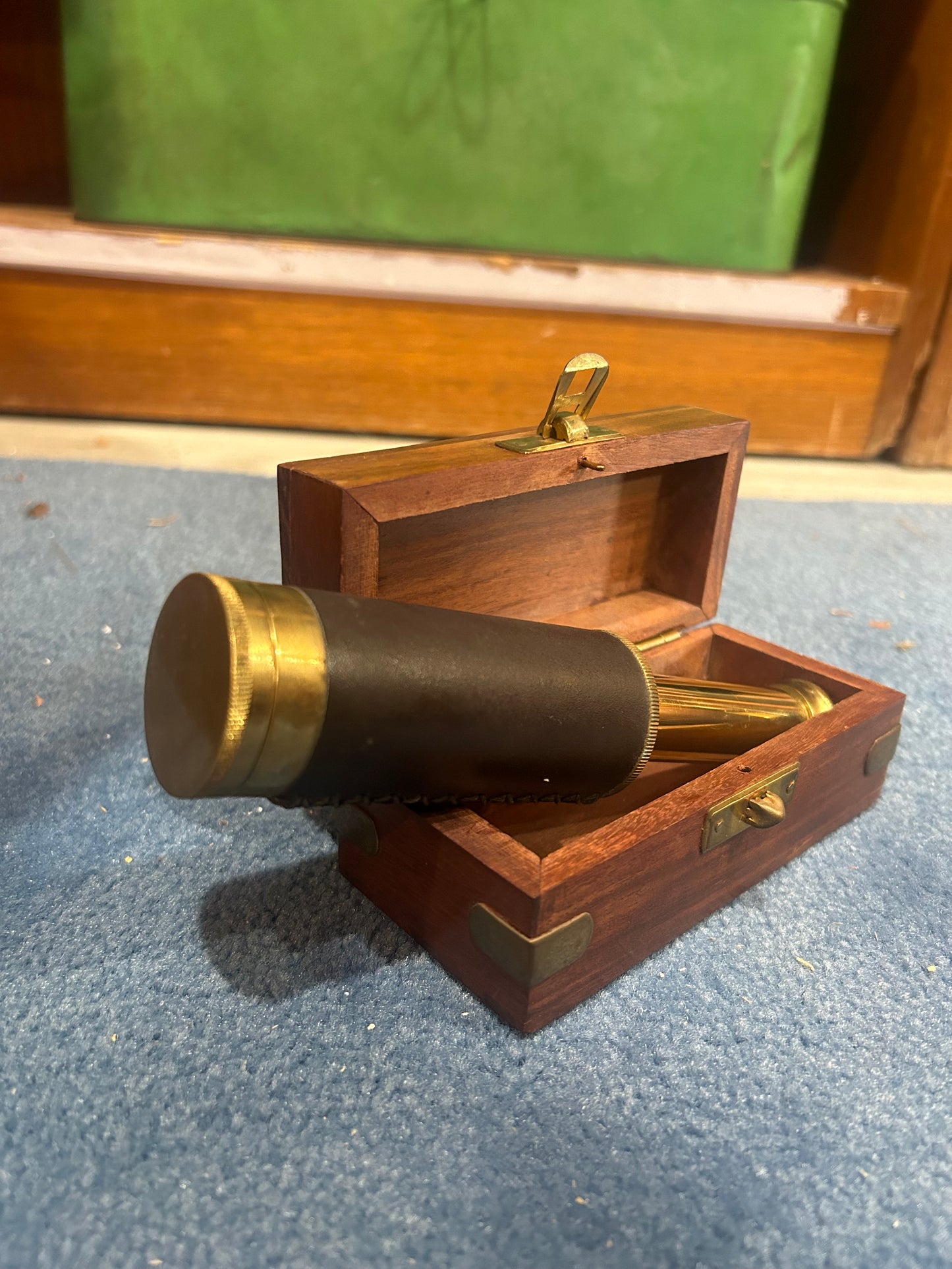 Vintage Brass and Leather Telescope