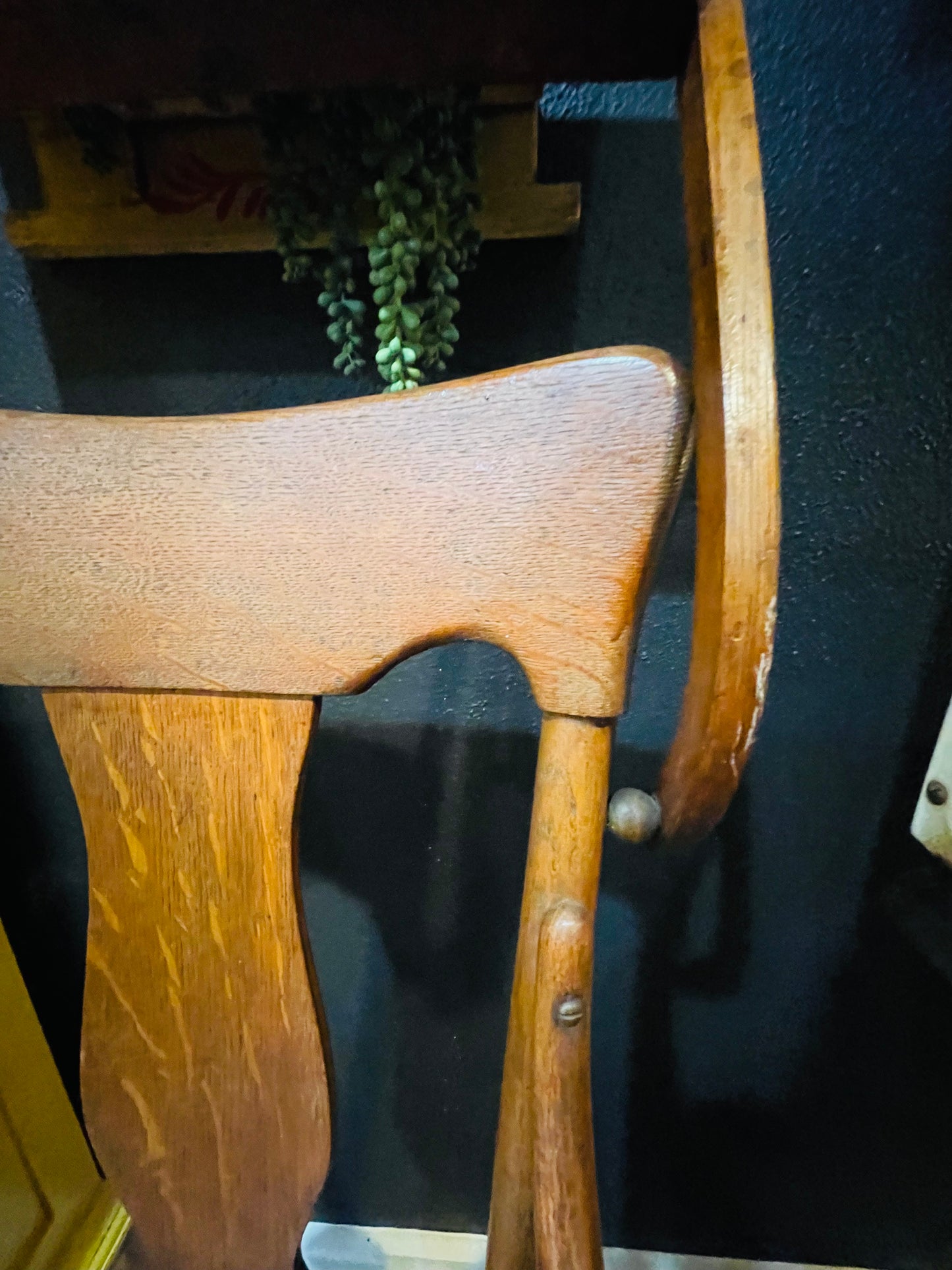 Antique Oak Collapsable High Chair- Plant Stand Possibilites