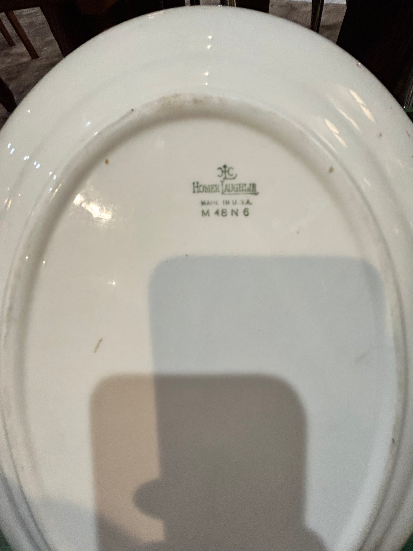 1945 Homer Laughlin Maroon Rim Lady Alice Platter- Brittany Style