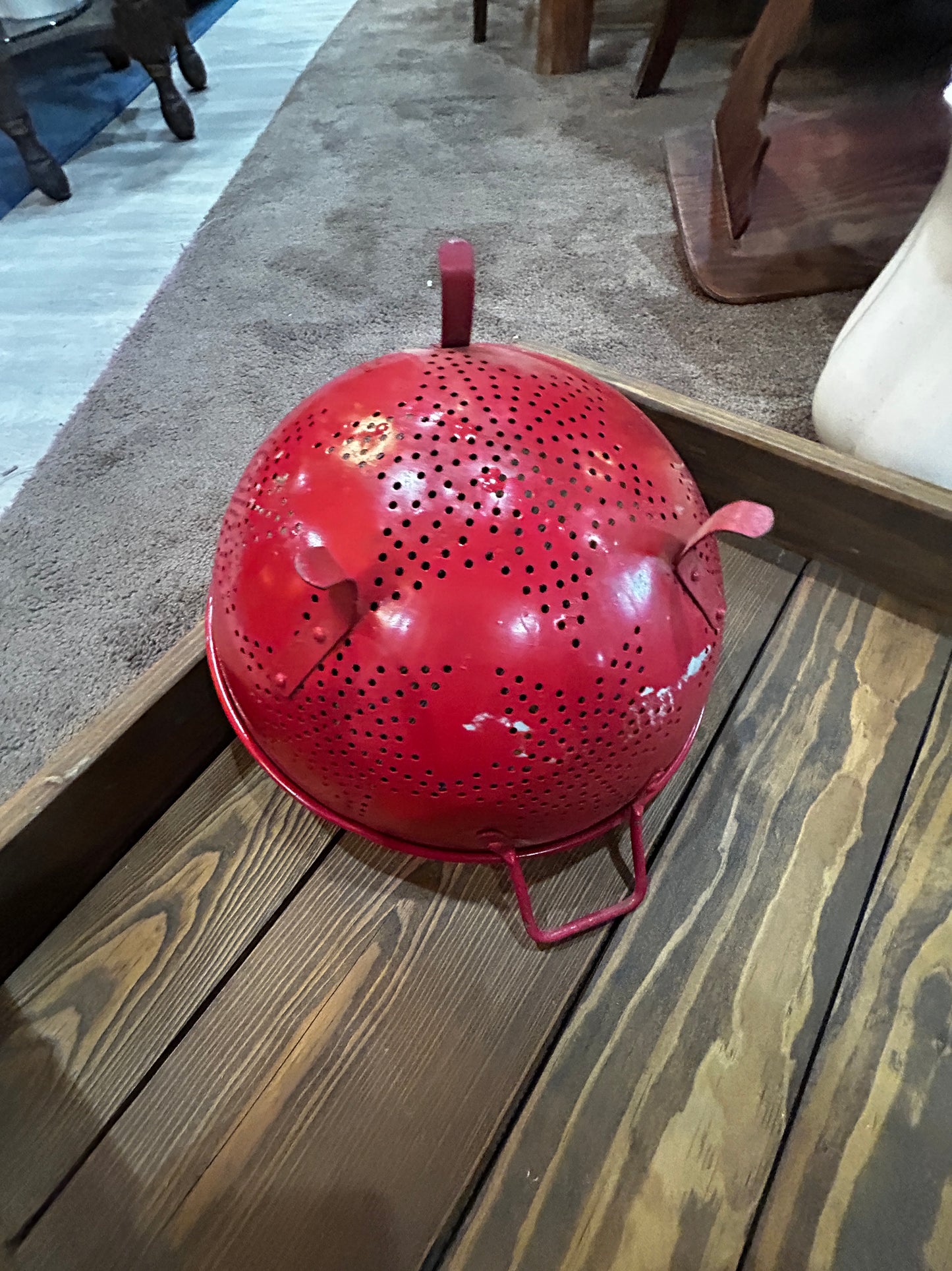 Vintage Red Footed Colander