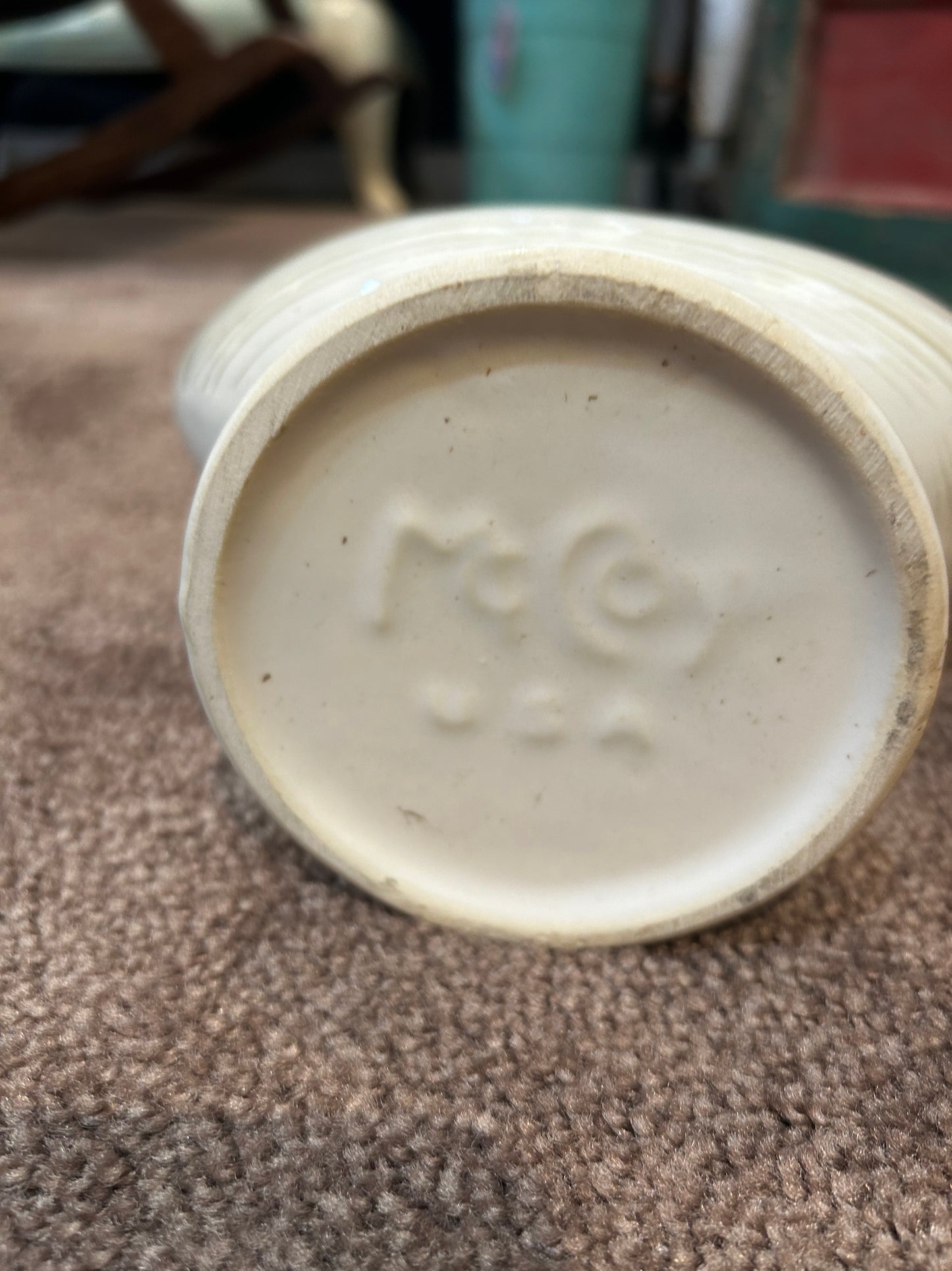 Vintage McCoy Harmony Footed Bowl- Striped Glaze