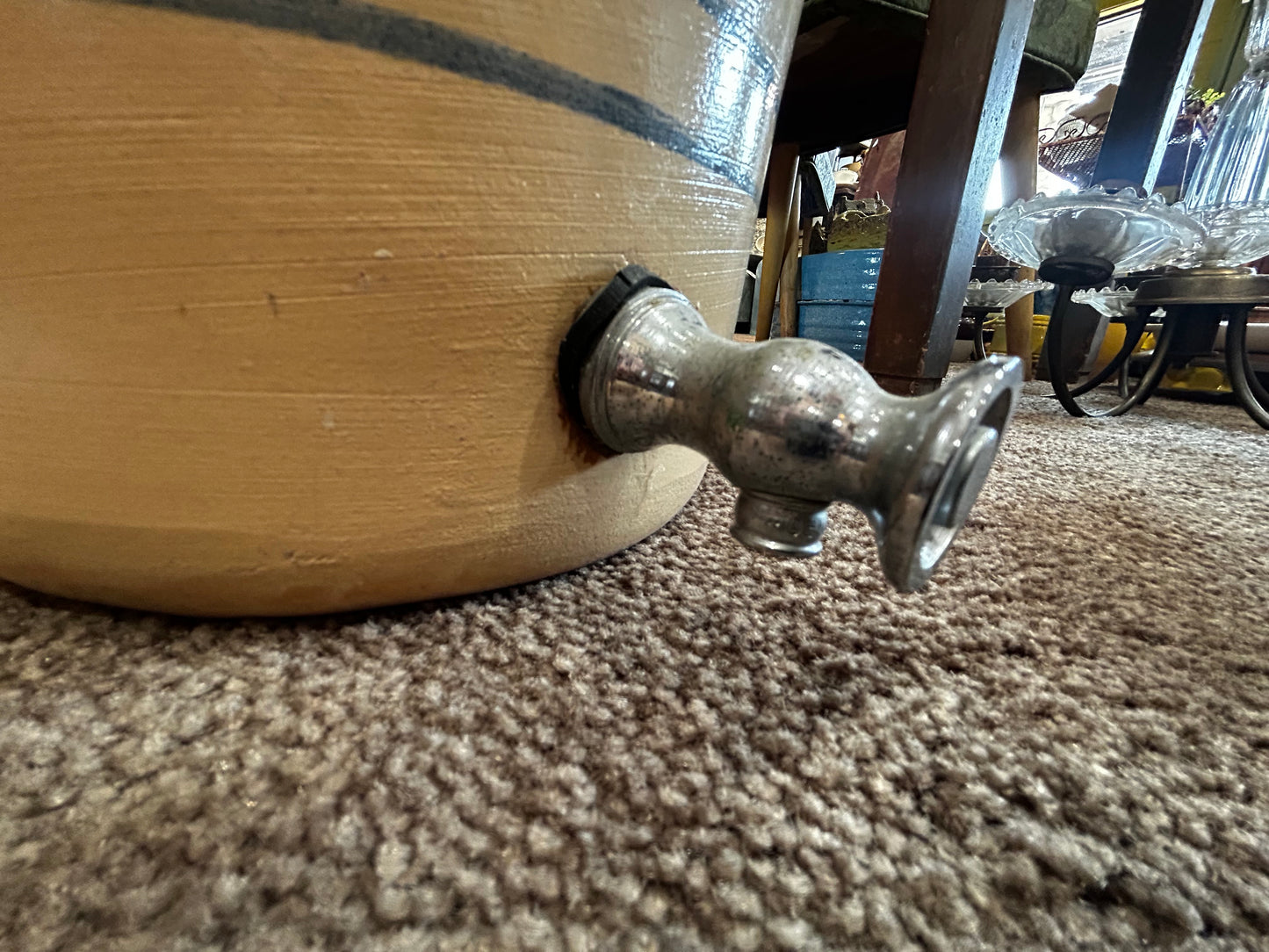 Vintage 1900’s Marshall Stoneware Crock with Spigot/ Drainage Hole- Planter?