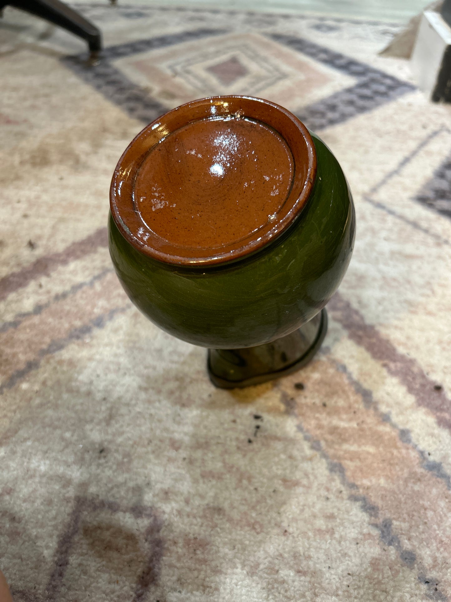 Green Ceramic Creamer Pot with Silver Lid