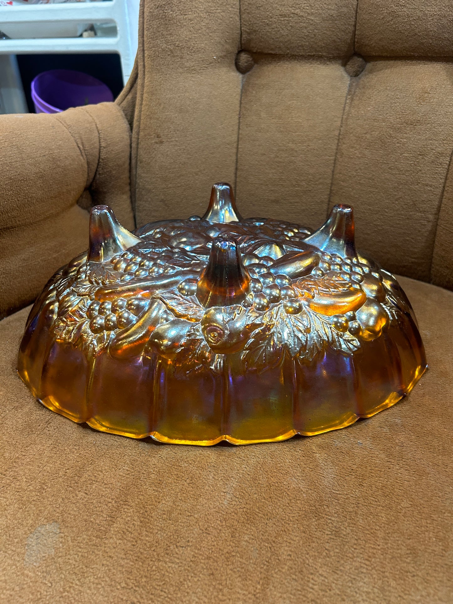 Marigold Carnival Scalloped Footed Bowl