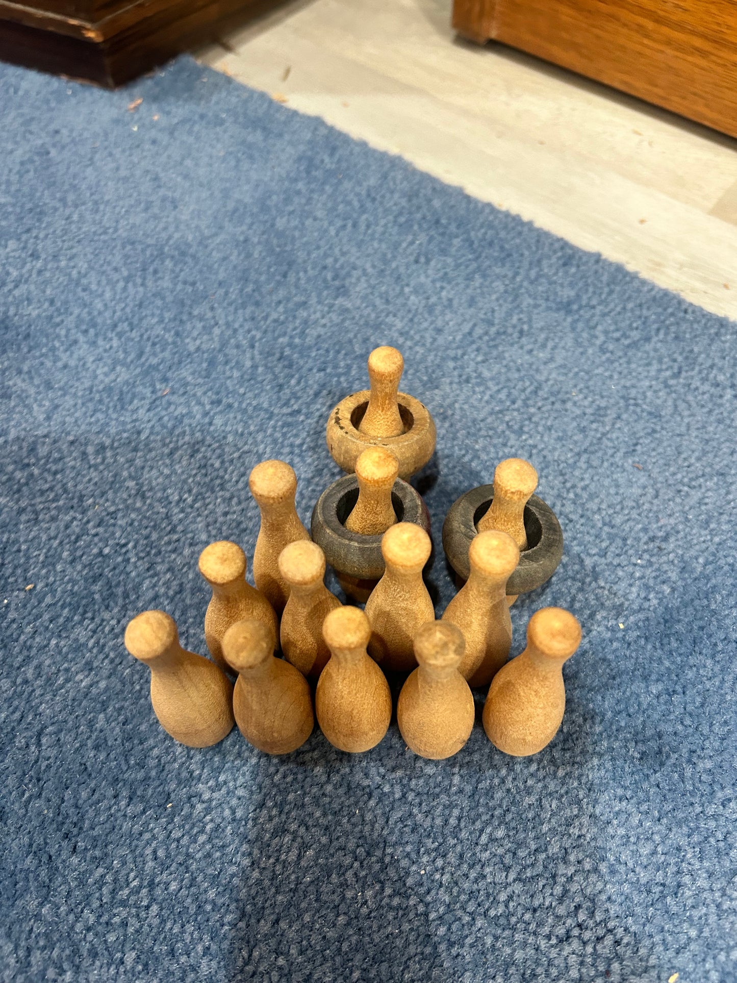 Vintage Wooden Carrom Board Game Pieces