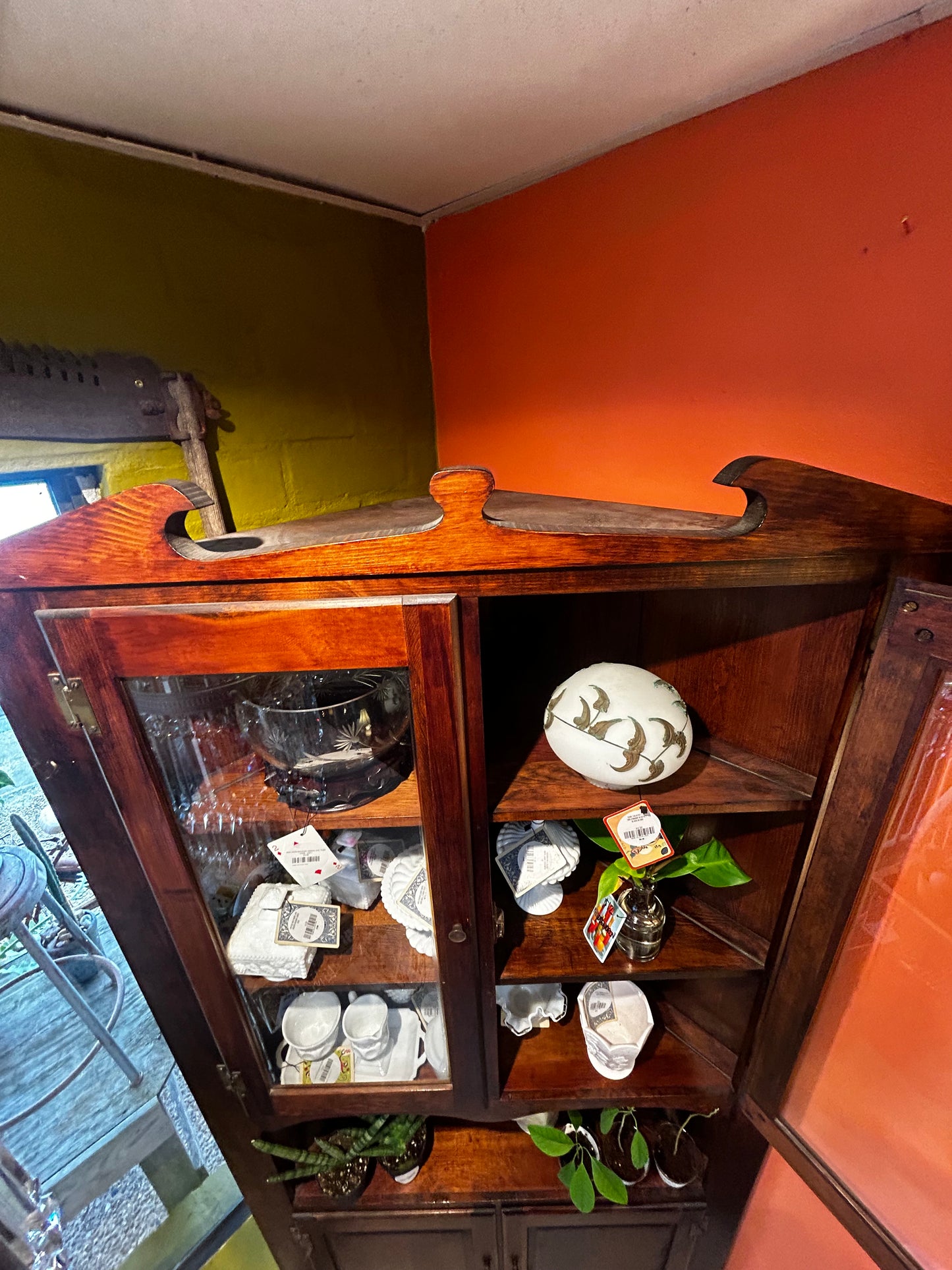 Stained Wood Corner Cabinet