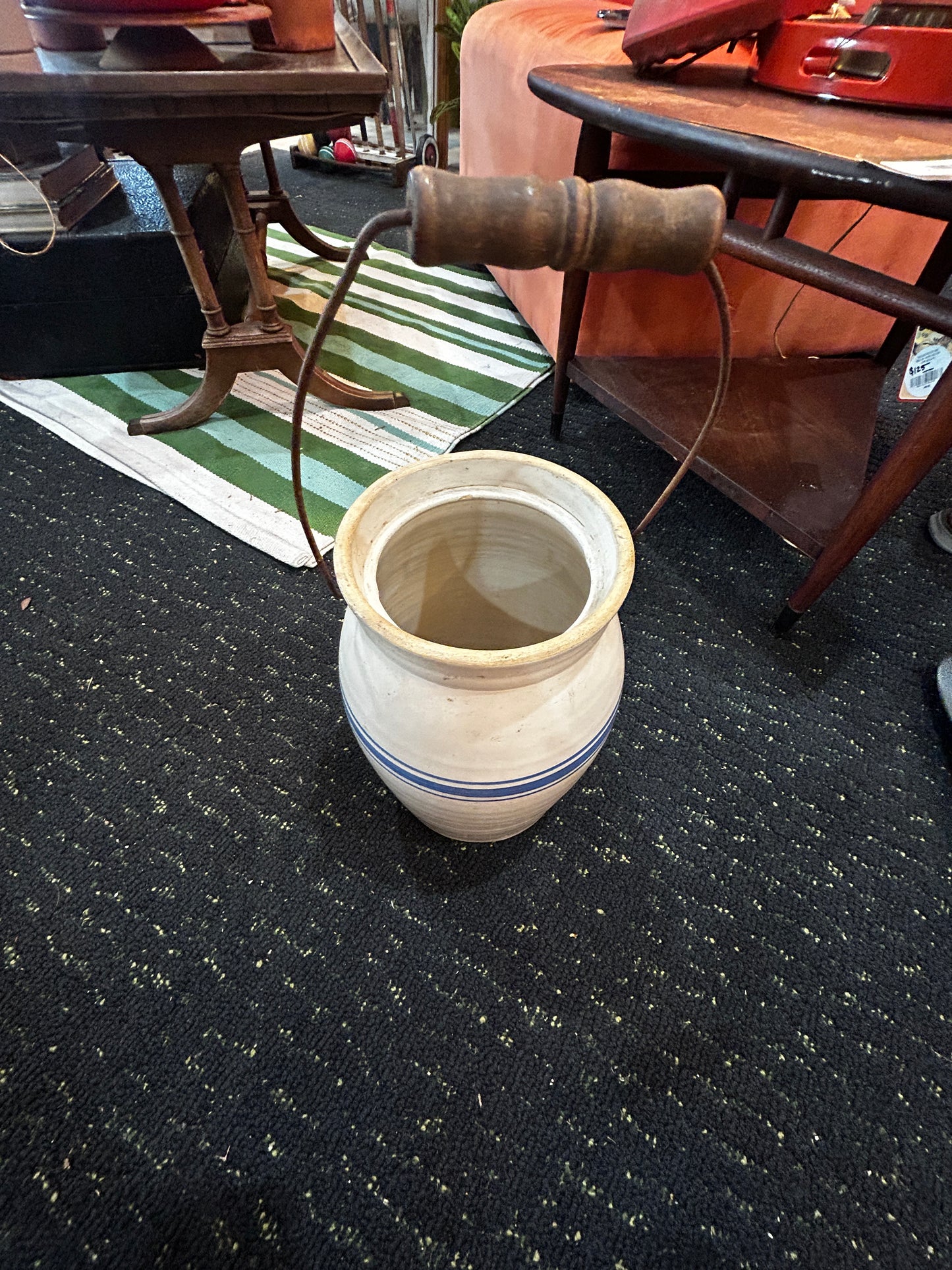 Antique Marshall Pottery Crock with Handle