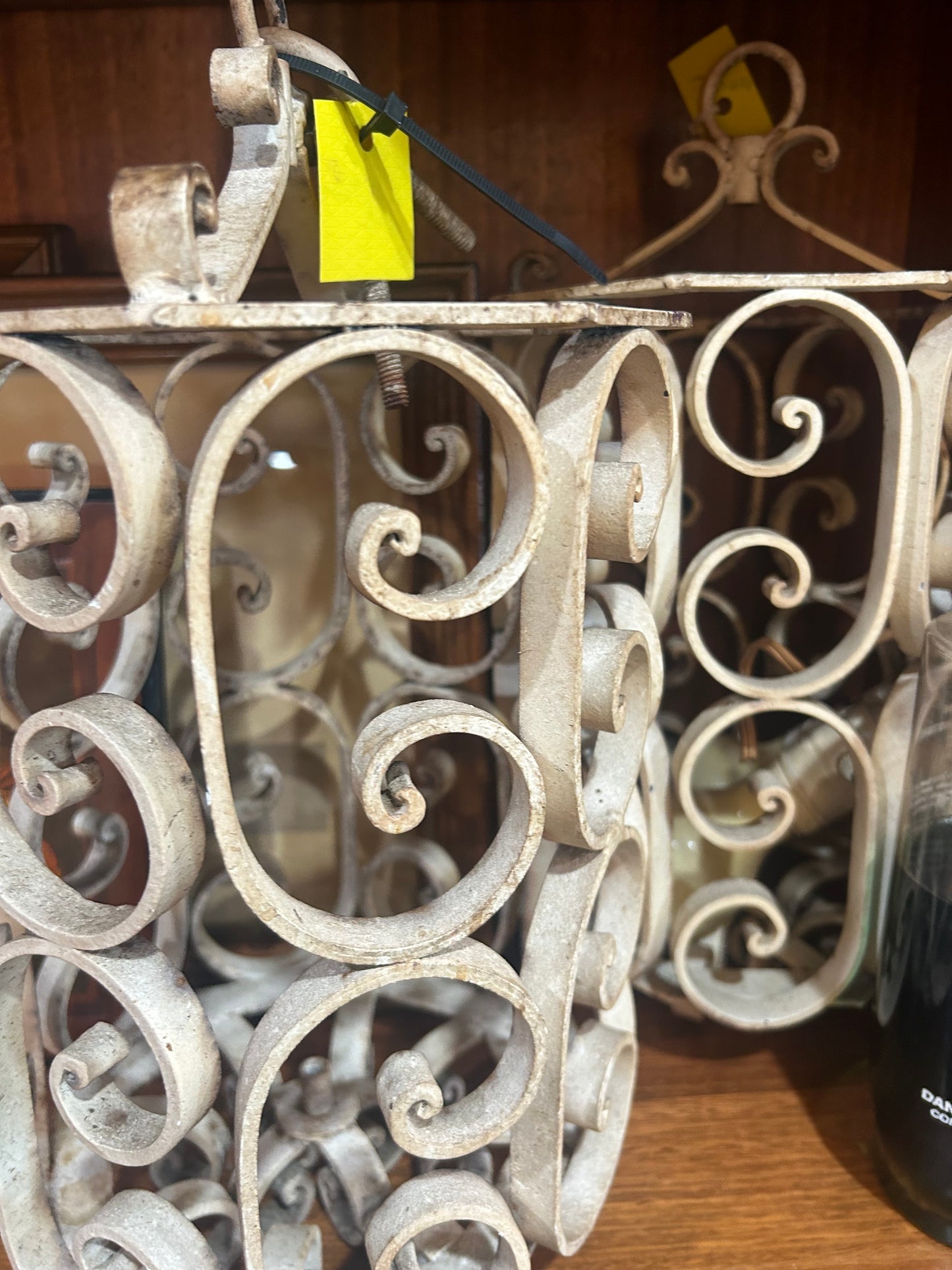 Set of 2 MCM Wrought Iron Light Fixture/Planter