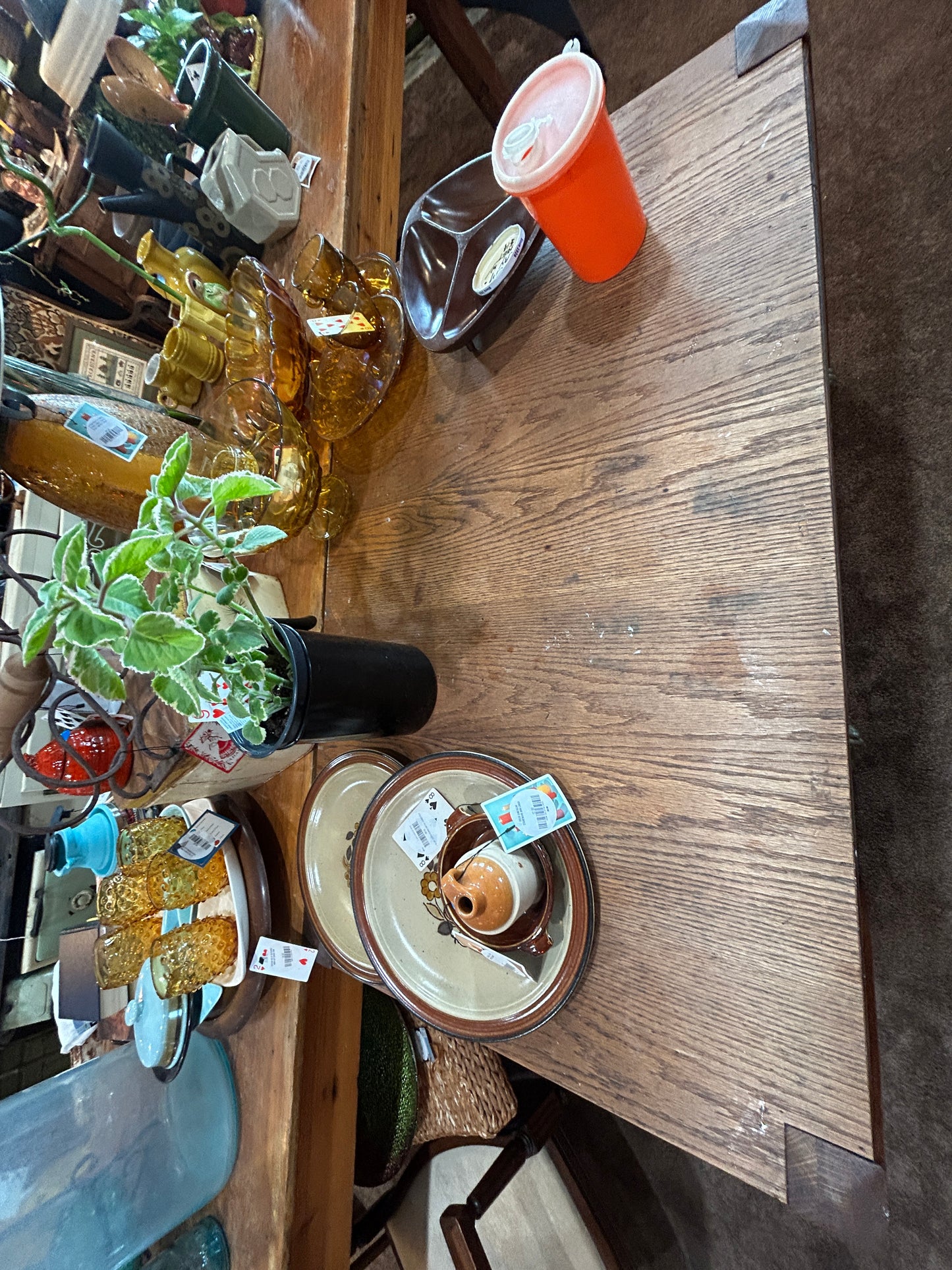 Antique Oak Library Table- Stunning Dog Handles