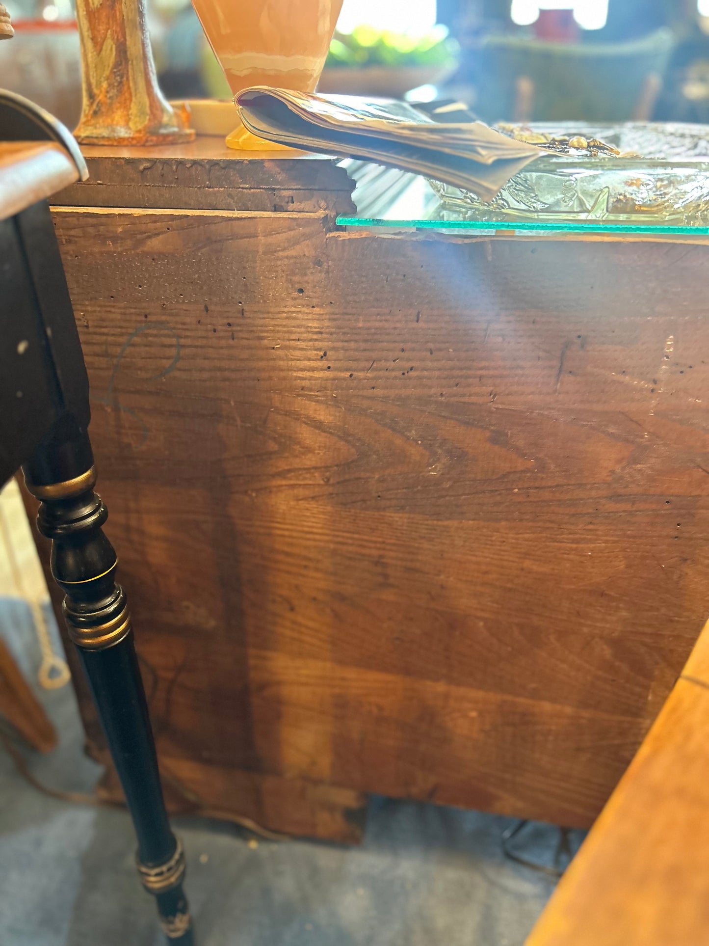 Vintage Solid Wood Art Deco Vanity- Curved Drawers