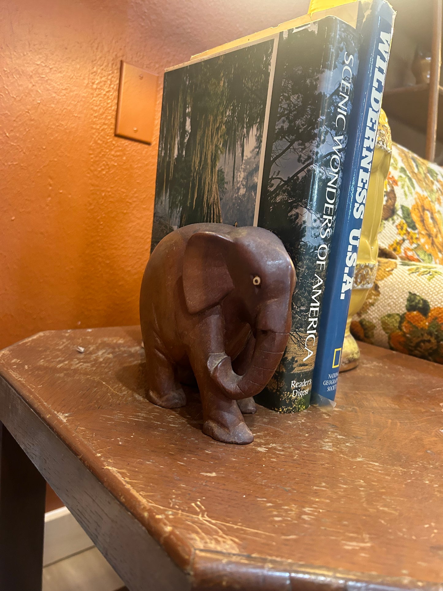 Vintage Wooden Elephant Carving