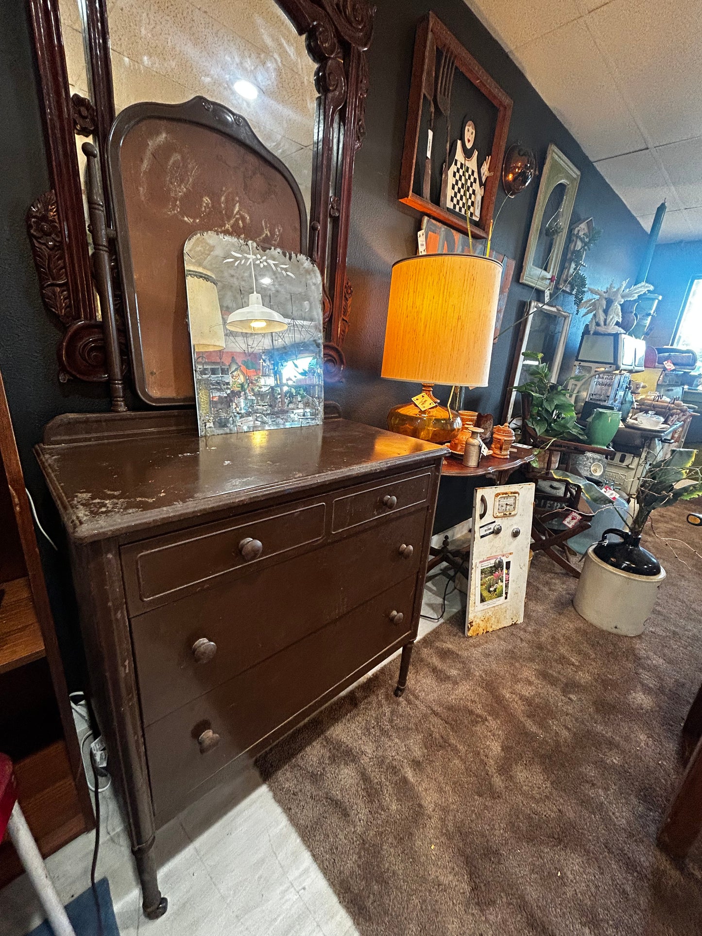 RARE Antique 1920’s Metal Dresser- No Mirror