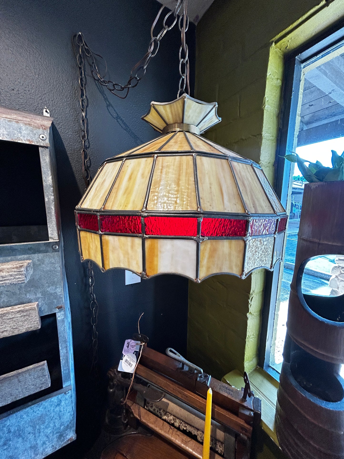 Tiffany Style Lead Stained Glass Hanging Light