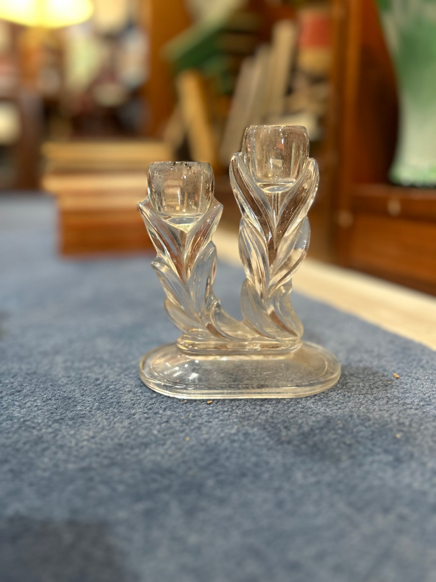 Vintage Glass Tulip Candlestick Holders