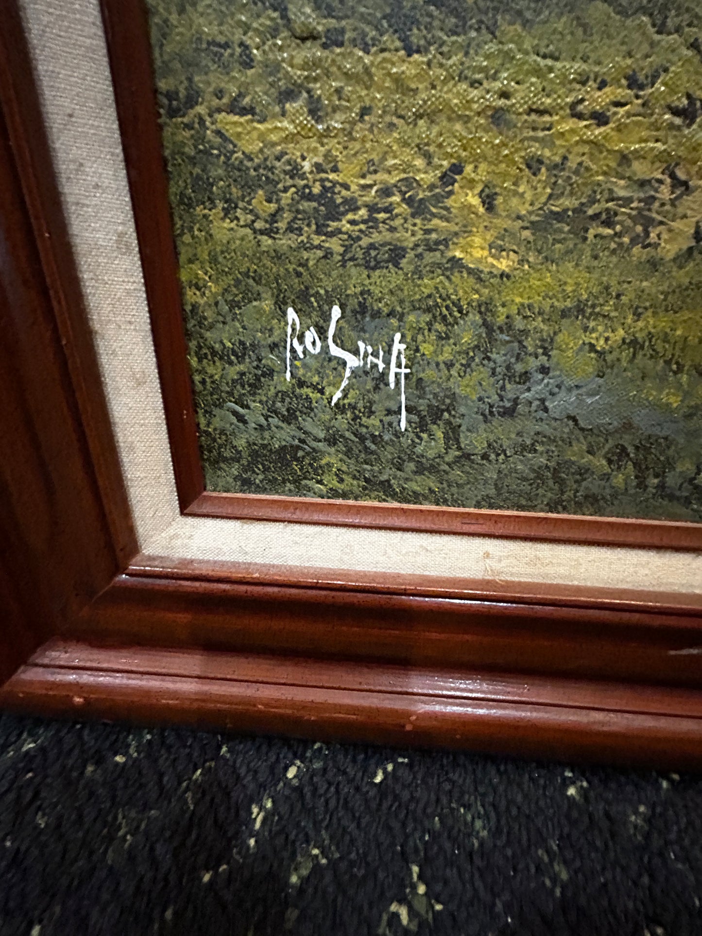 Cabin and Mountain Landscape Oil Painting- Signed Original- Rosina