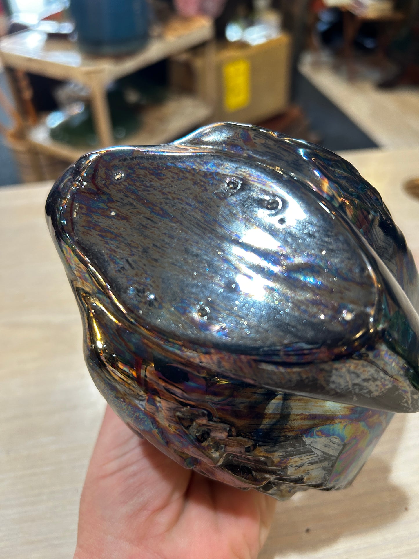 MCM Broke Neck Swan Vase- Iridescent