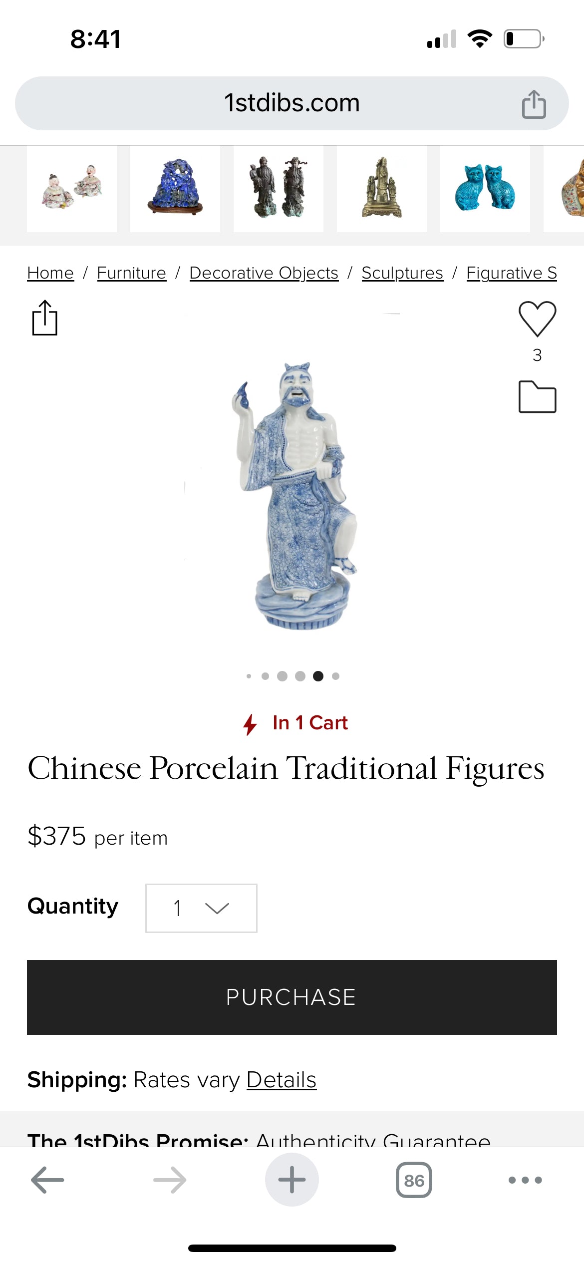 Antique Porcelain Chinese Statue- Blue and White Pattern