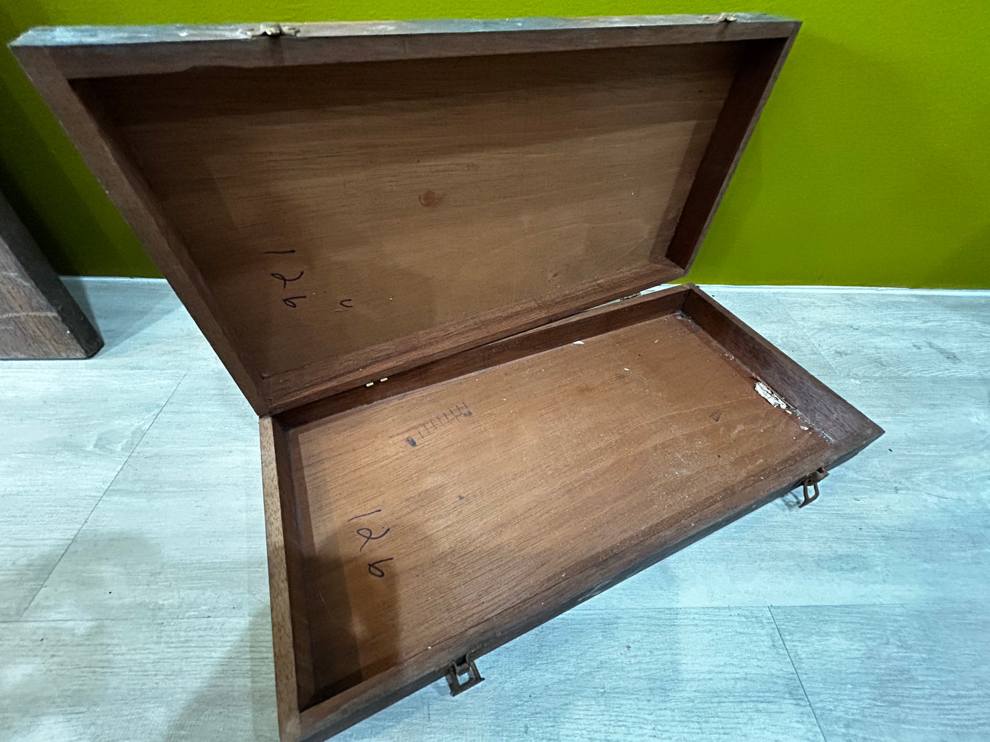 Antique Wooden Project Box- Brass Clasps