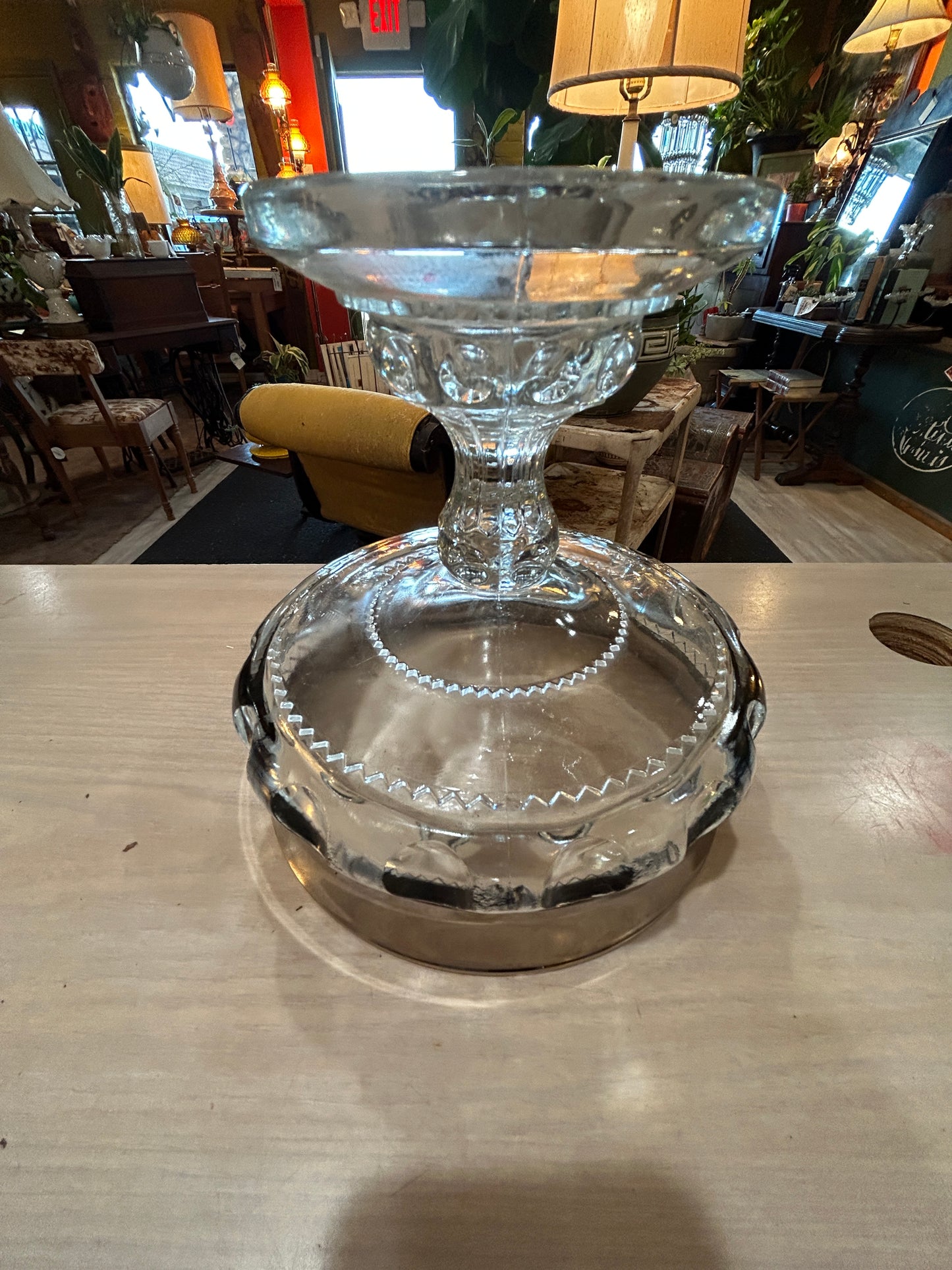 Indiana Glass Kings Crown Thumbprint Candy Dish