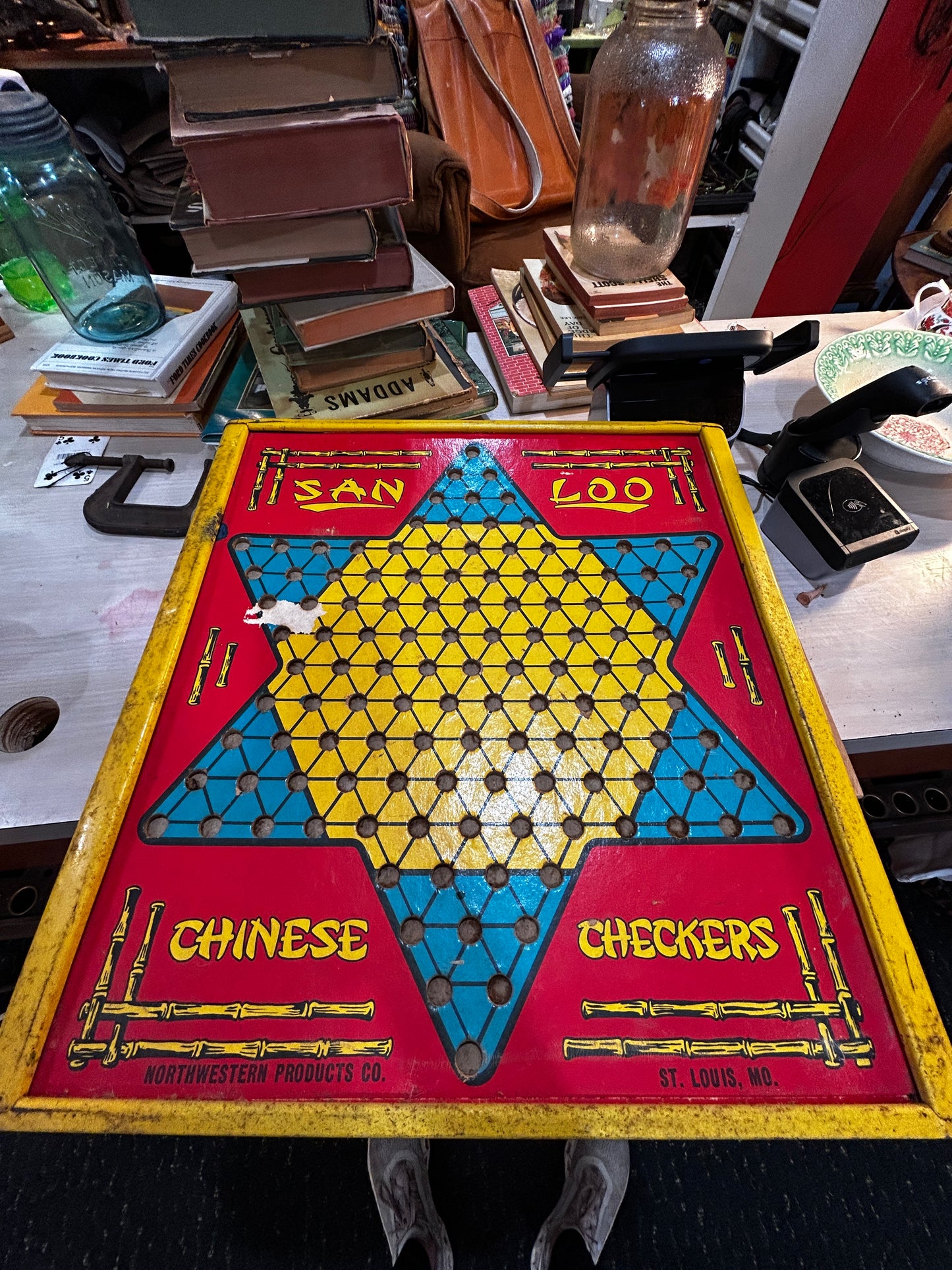 Vintage San Loo Chinese Checkers- Some Marbles Included