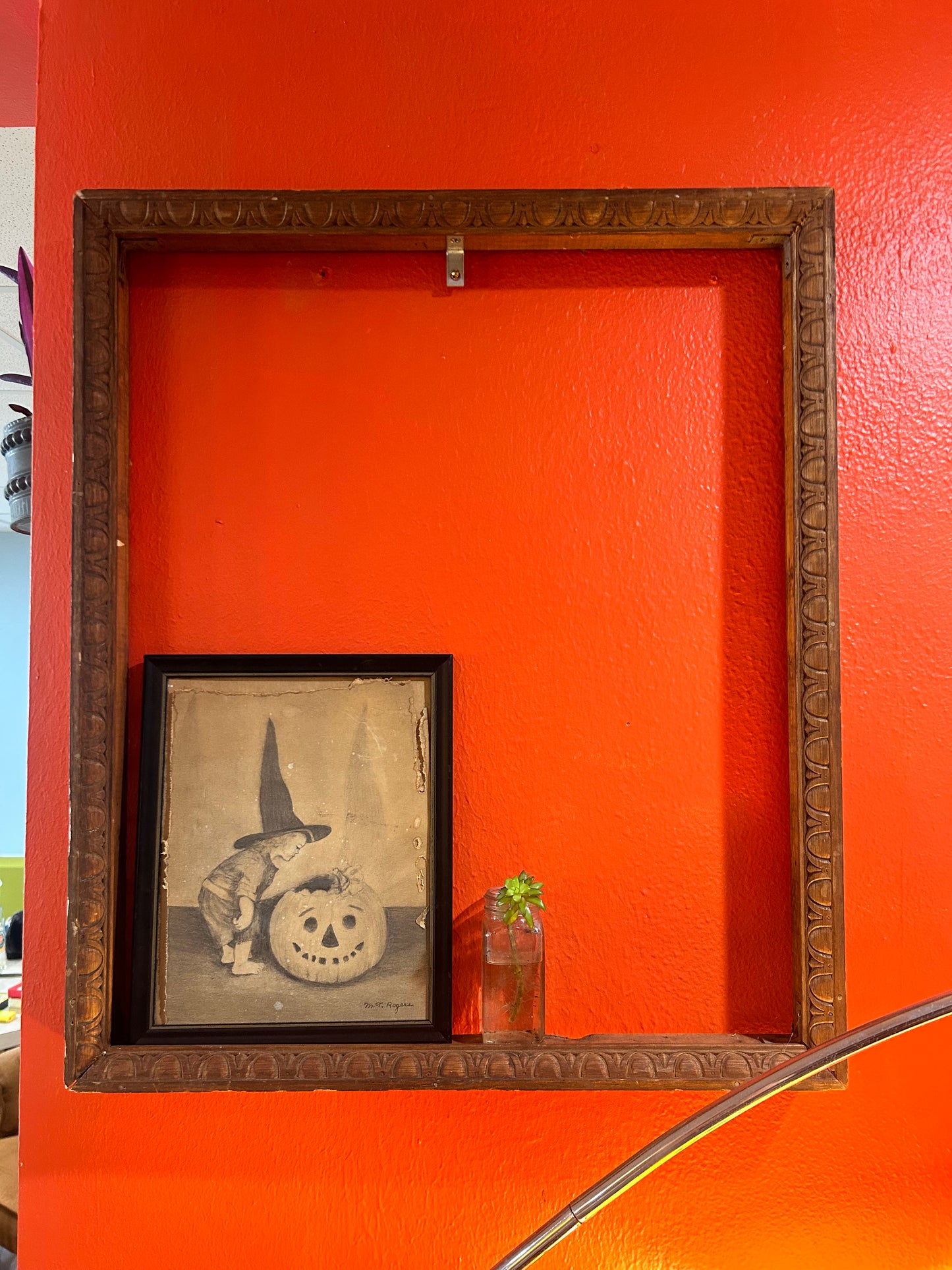 Antique Carved Wood Frame/Shallow Shelf