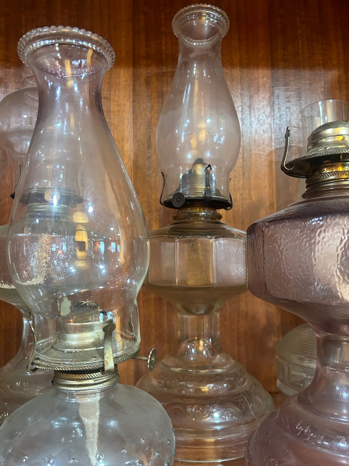 Antique Clear Oil Lamp with Hurricane Lantern