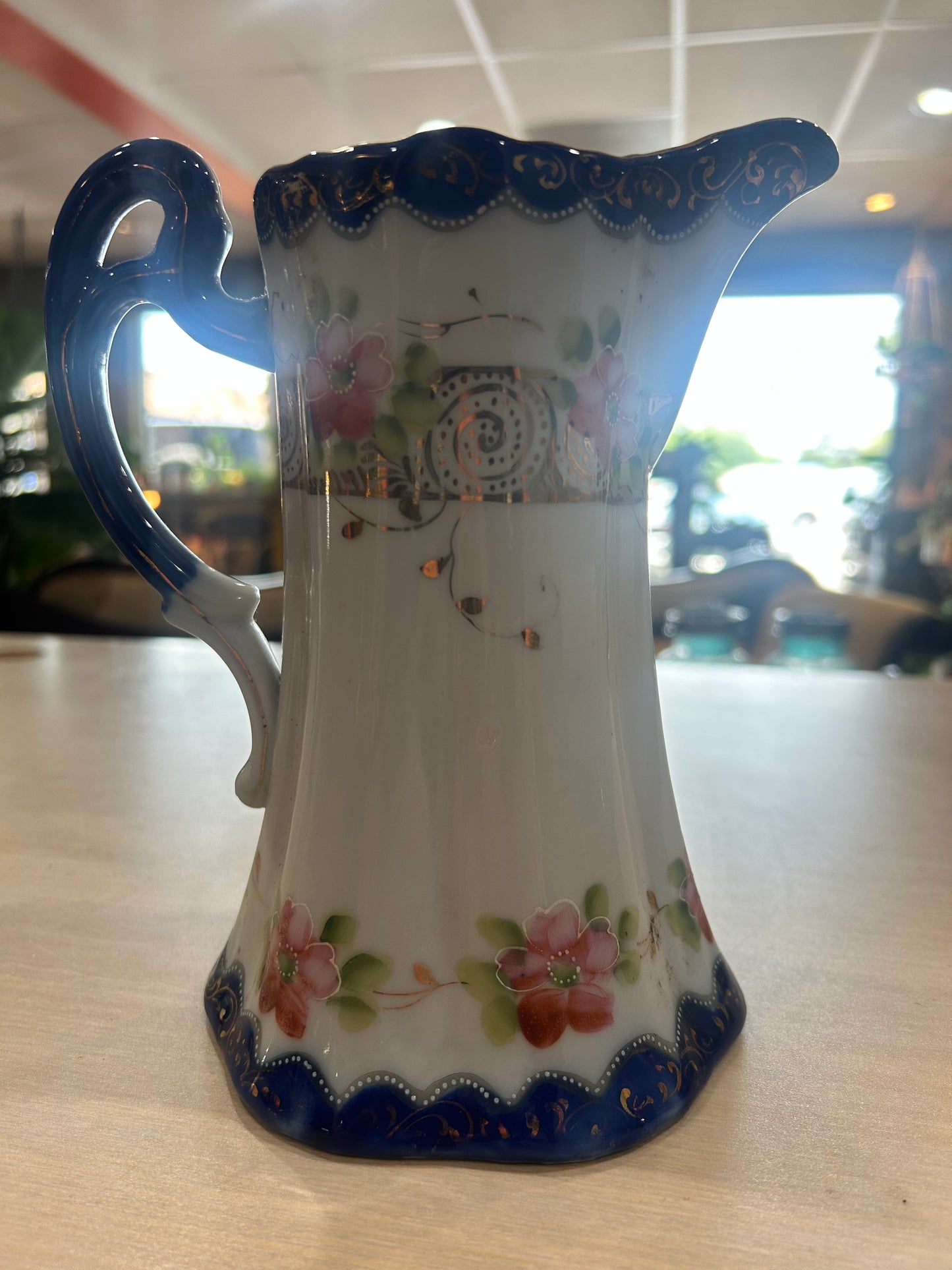 Nippon Stoneware Hand Painted Hot Chocolate Pitcher