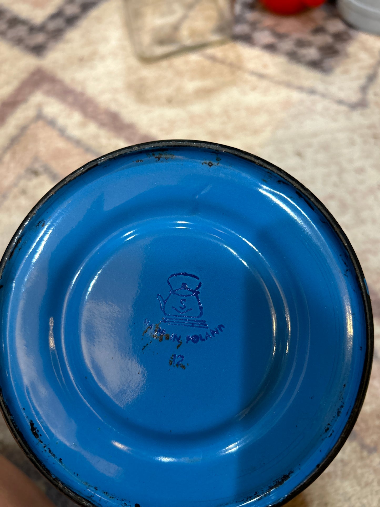 Vintage Enamel Polish Coffee Pot in Blue