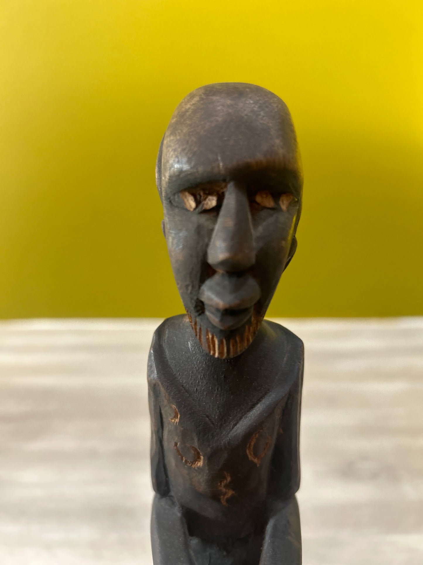 Hand Carved Jamaican Balding Bongo Man - Wooden
