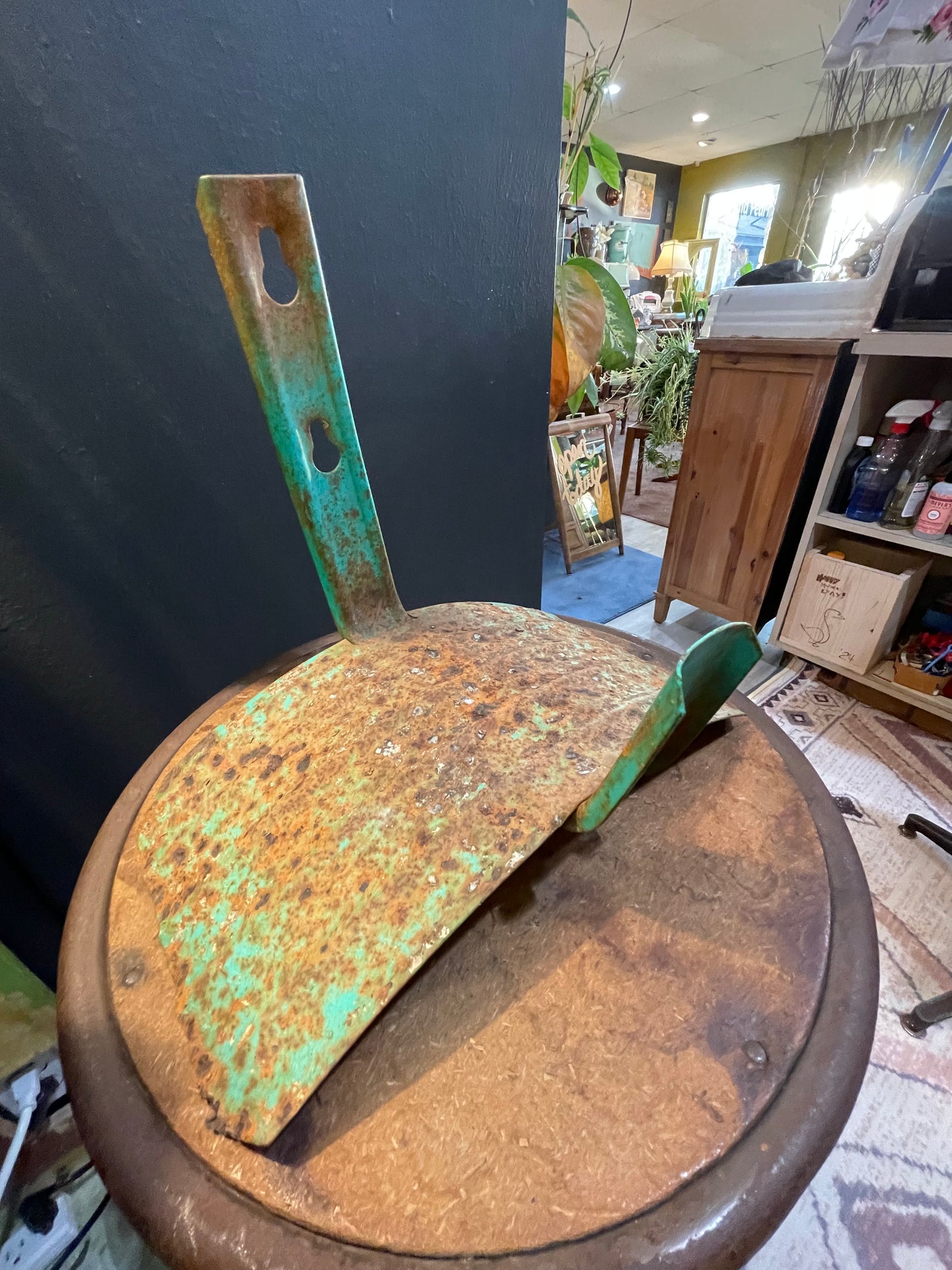 Vintage Green Metal Hose Holder