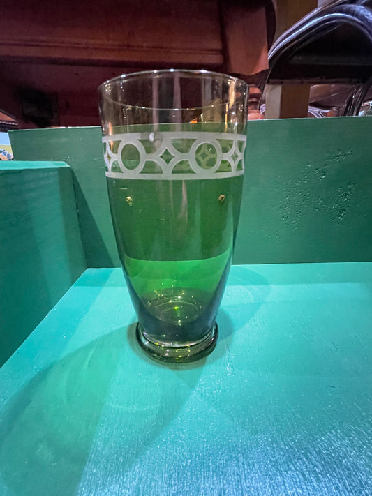 MCM Etched Green Glasses- Set of 10