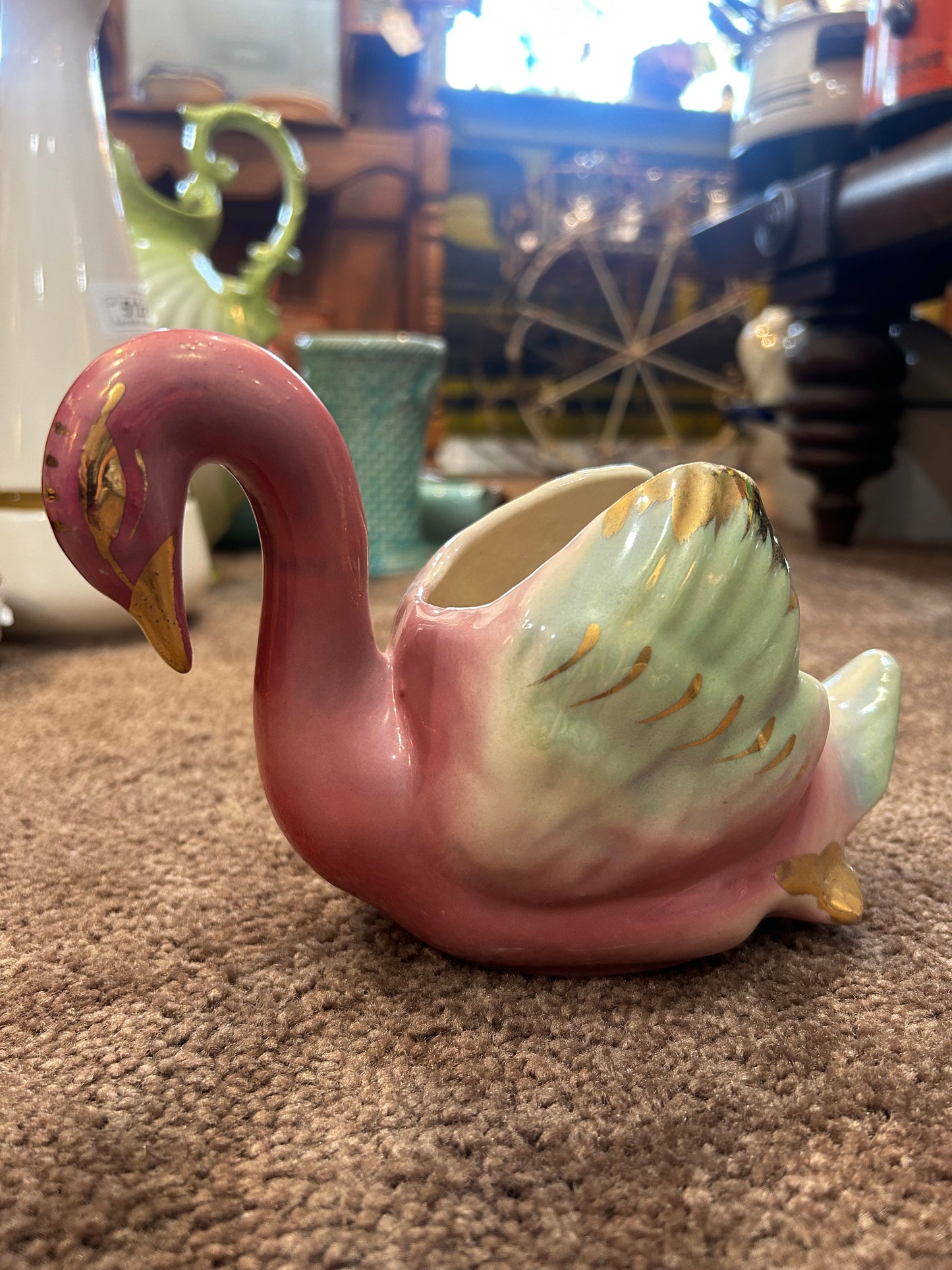 Vintage Colonial China Swan Planter