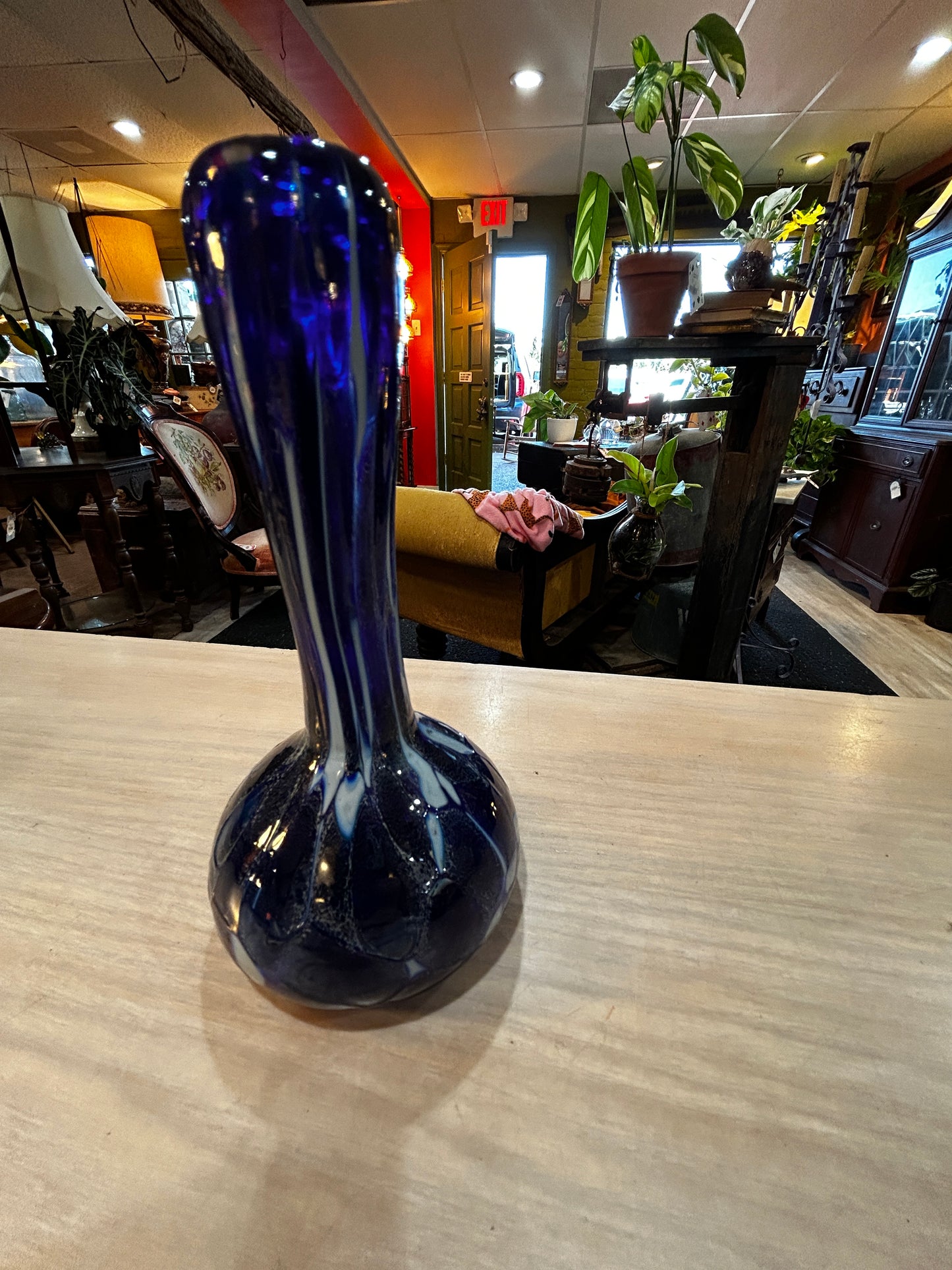 Signed Hand Blown Vintage Glass Vase