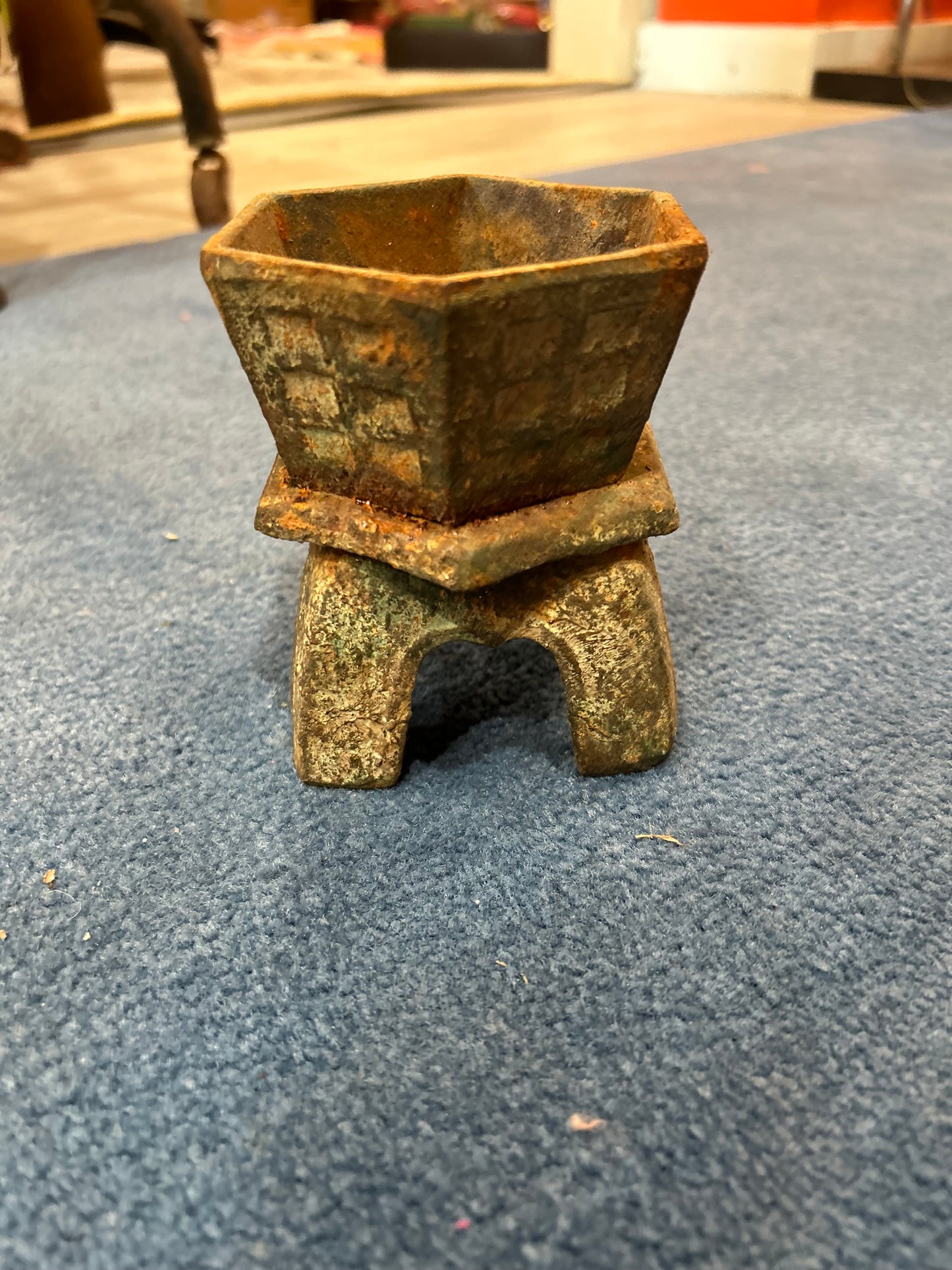 Gorgeous Patina Metal Oriental Planter
