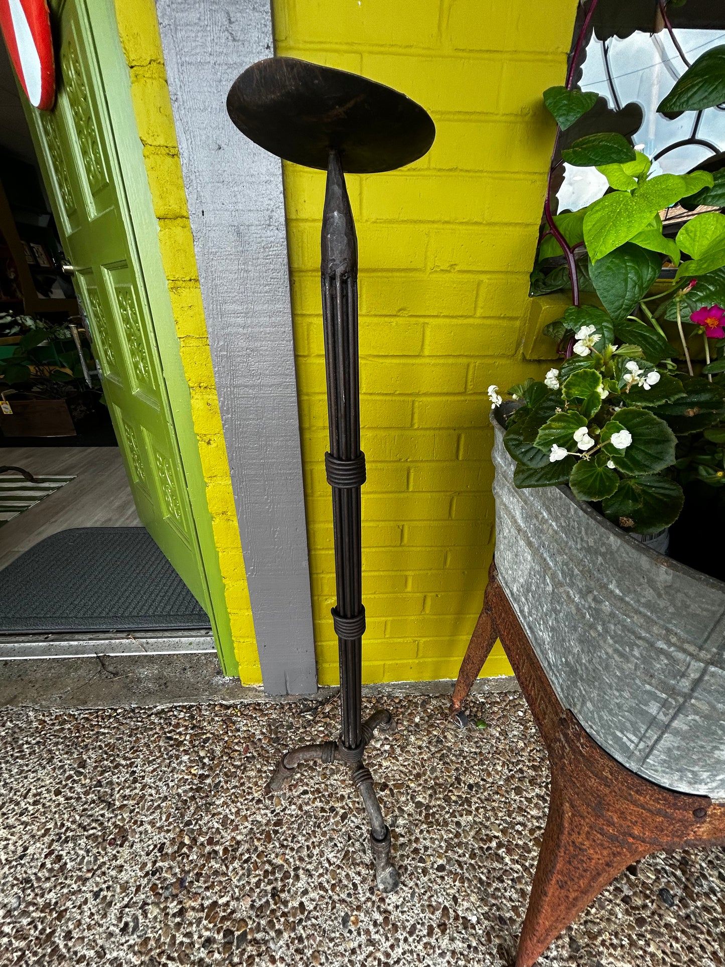 Large Vintage Wrought Iron Standing Candle Stick Holders