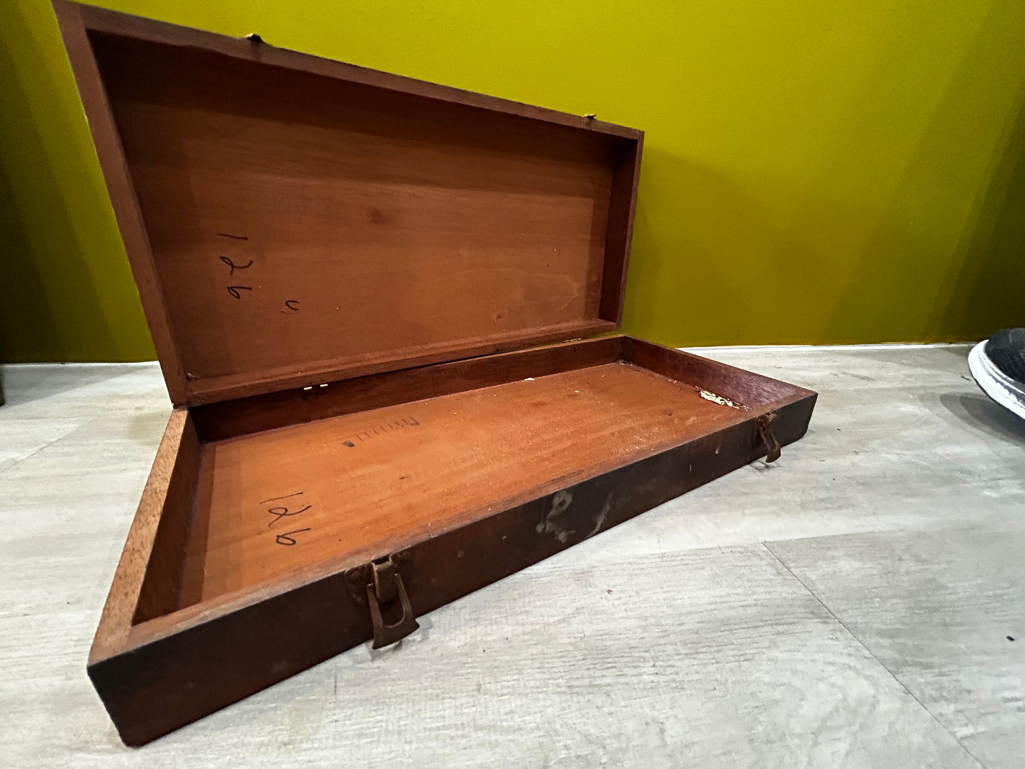 Antique Wooden Project Box- Brass Clasps