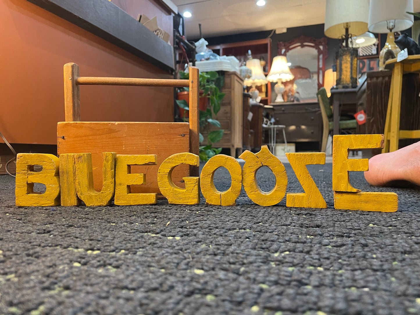 Vintage Homemade Wooden Toolbox- Yellow Homemade Letters