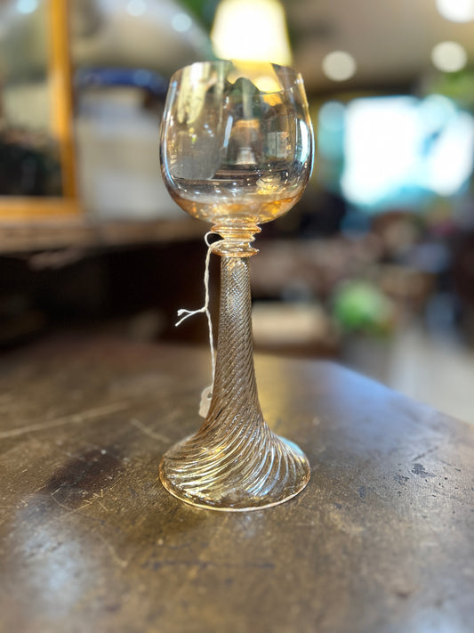 Josephinenhutte Peach Lustre Wine Hock Bohemian Roemer Beehive Stem-GORGEOUS