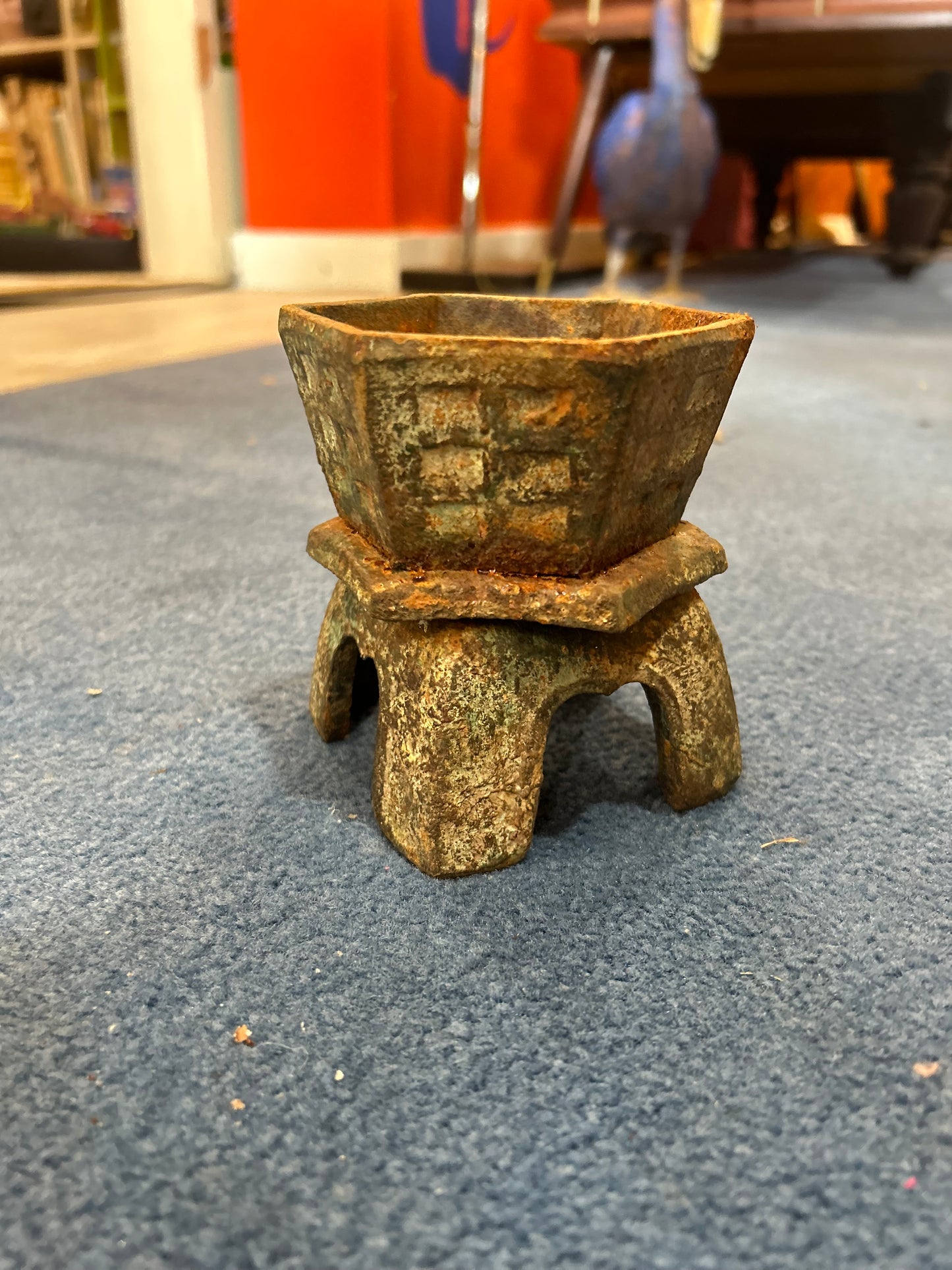 Gorgeous Patina Metal Oriental Planter