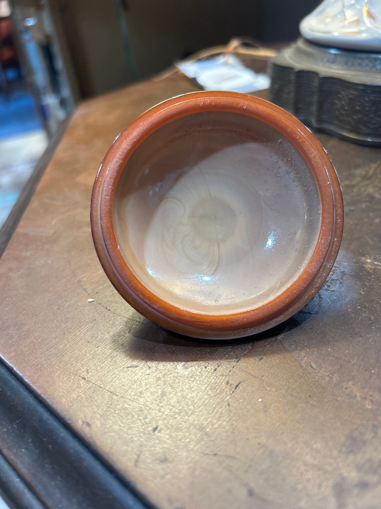 Summit Vintage Chocolate Caramel Slag Glass- Sugar Bowl With Lid- Holly Berry