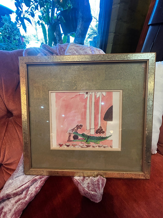 1930’s Watercolor Print in Frame